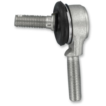 A Tie Rod End Left Inner Outer Right Inner Outer by Epi, featuring threaded bolts on both ends, a rubber boot, and a silver finish. OEM quality part shown vertically against a white background.