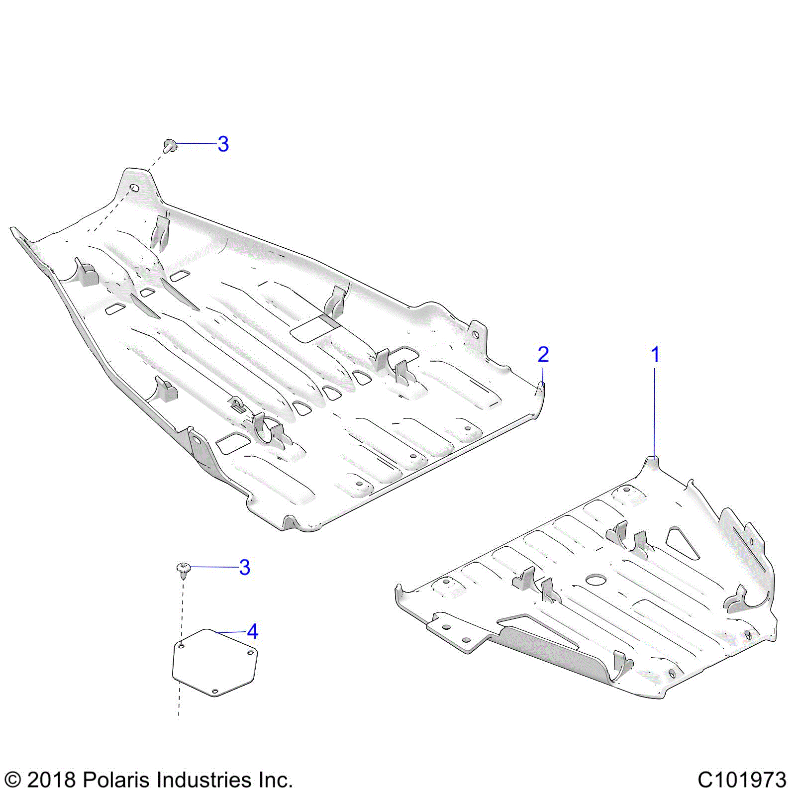 An Image of a Genuine Polaris Parts Schematic Diagram showing the schematic - BODY: SKID PLATES - 2026 POLARIS SPORTSMAN 850 TRAIL 49