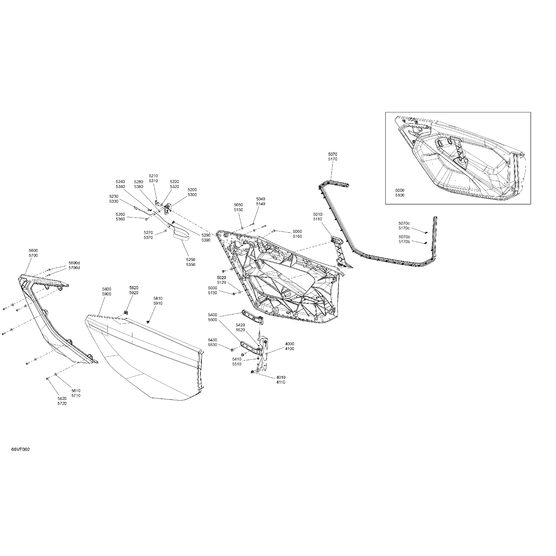 An Image of a Genuine Can-Am Parts Schematic Diagram showing the schematic - ENCLOSURE CAB - FRONT DOORS