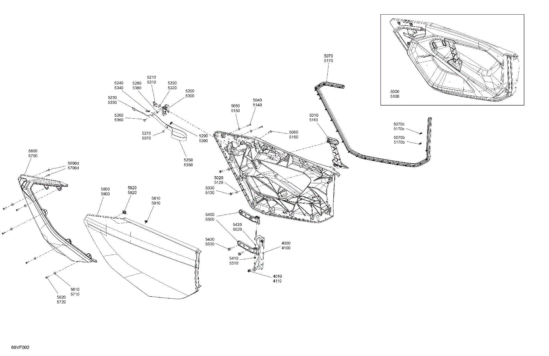 An Image of a Genuine Can-Am Parts Schematic Diagram showing the schematic - ENCLOSURE CAB - FRONT DOORS