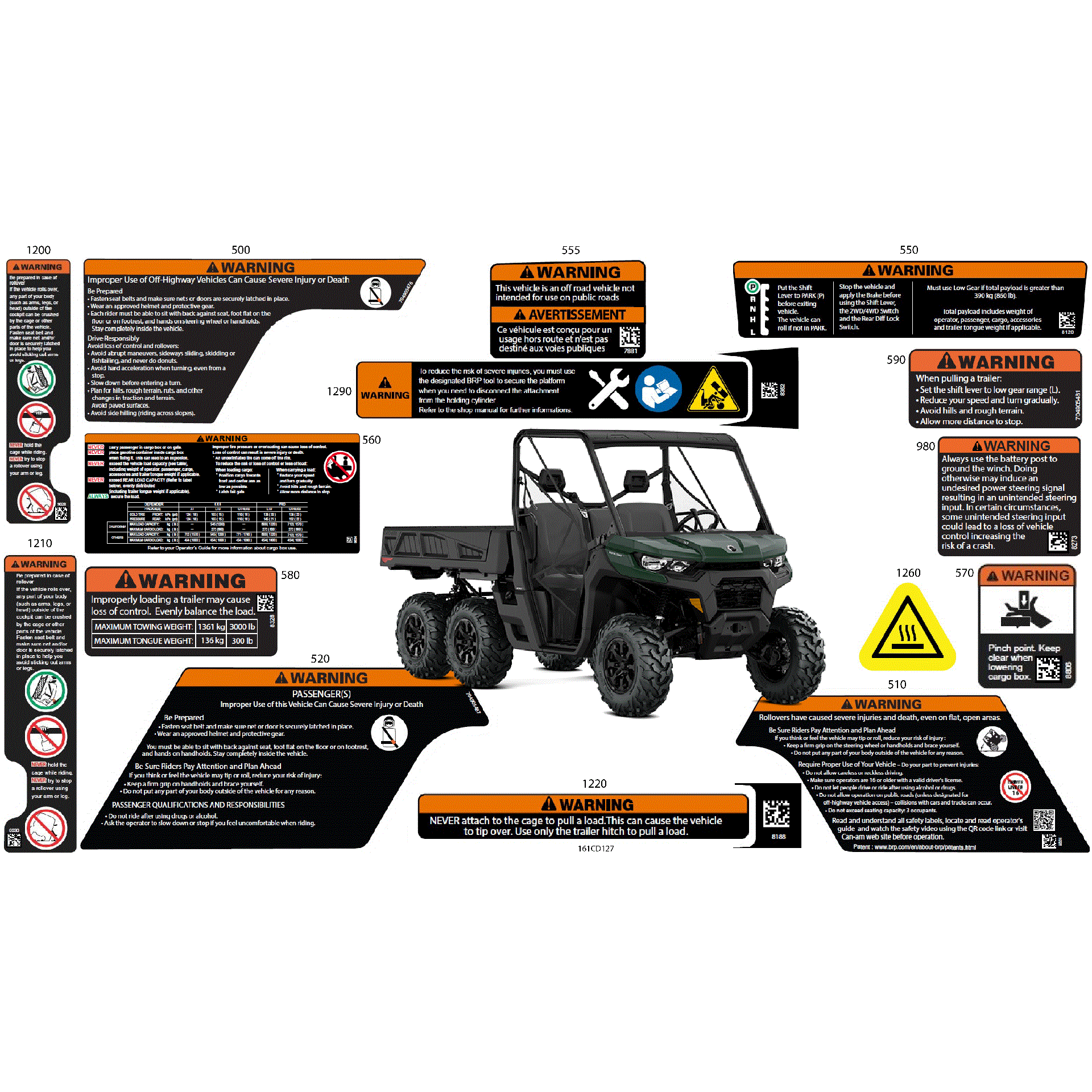 An Image of a Genuine Can-Am Parts Schematic Diagram showing the schematic - BODY - WARNING DECALS