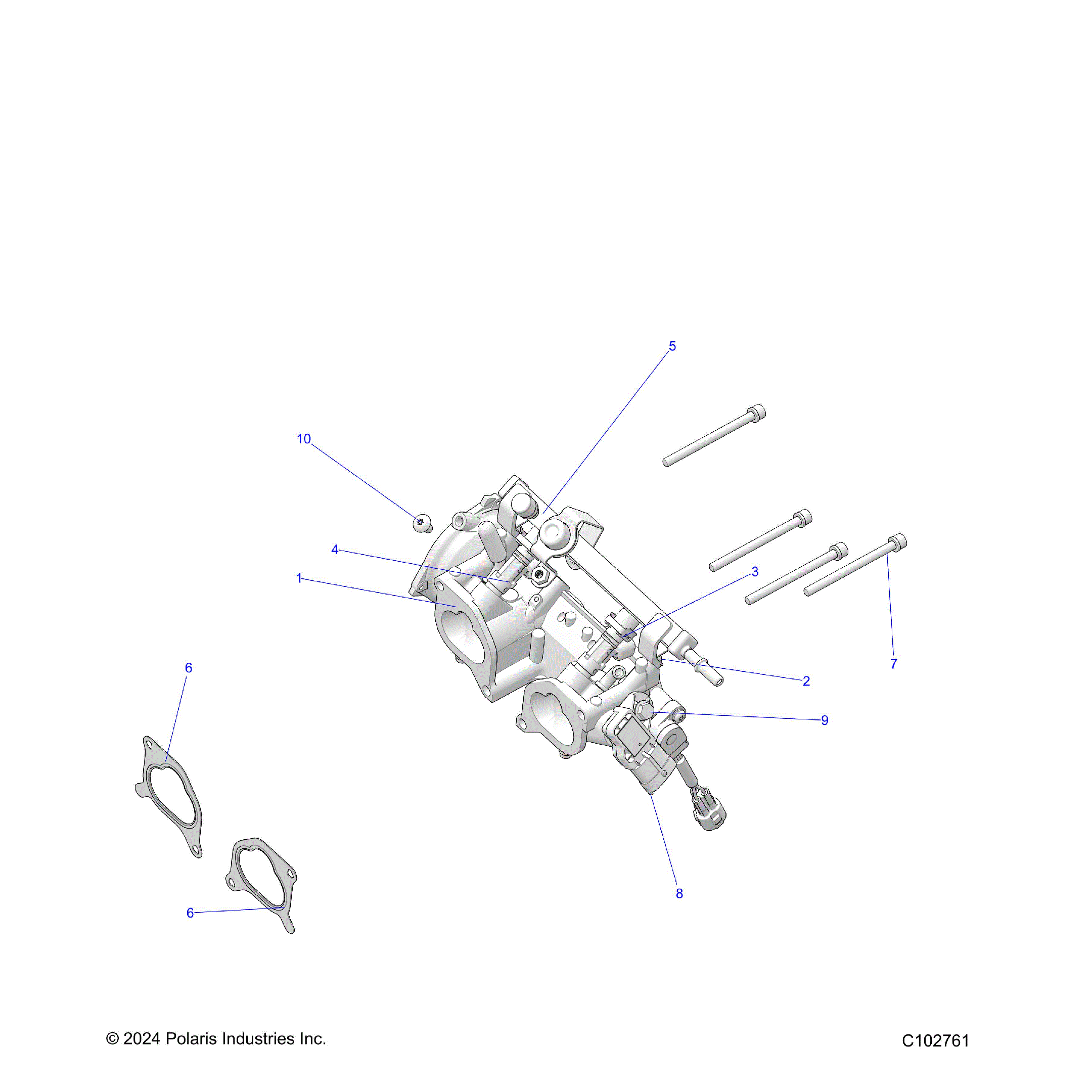 An Image of a Genuine Polaris Parts Schematic Diagram showing the schematic - ENGINE: THROTTLE BODY - 2026 POLARIS SCRAMBLER XP 1000 S 49S