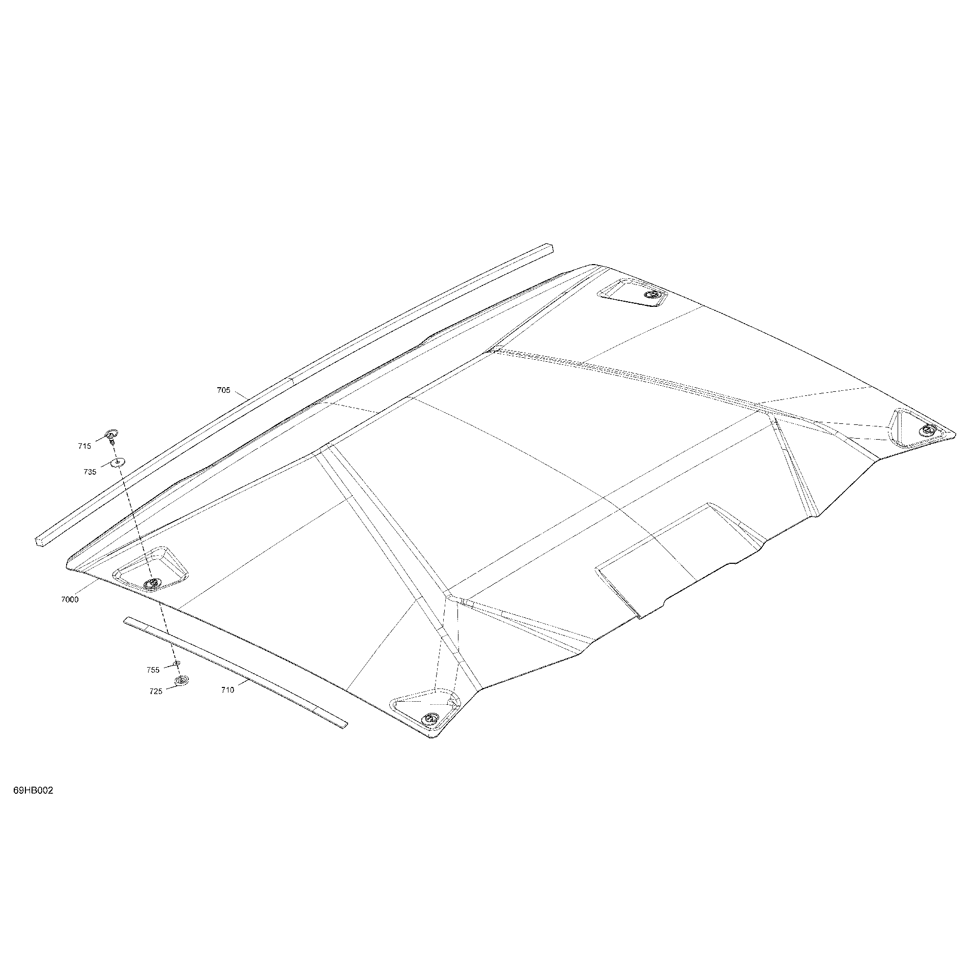 An Image of a Genuine Can-Am Parts Schematic Diagram showing the schematic - BODY - ROOF