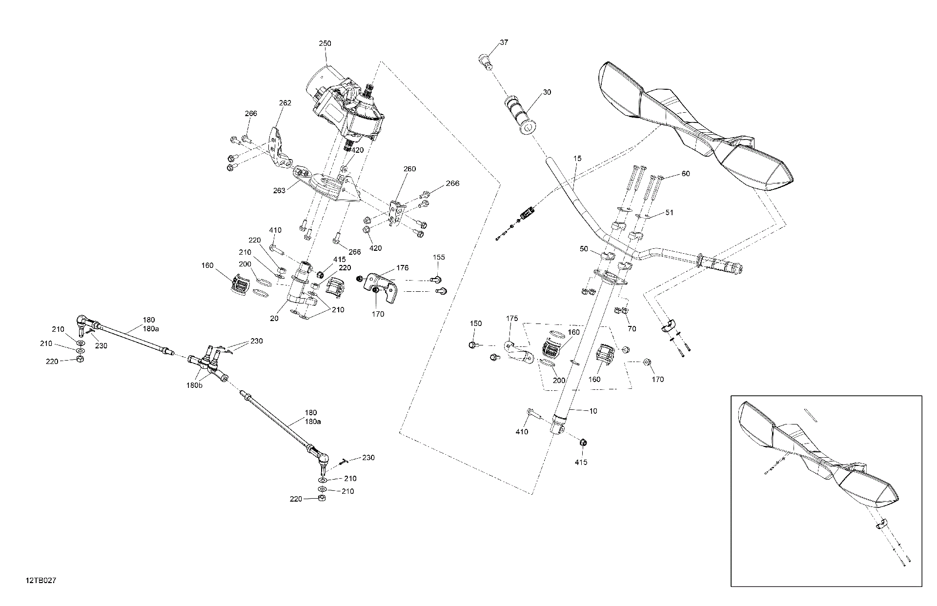 An Image of a Genuine Can-Am Parts Schematic Diagram showing the schematic - MECHANIC - STEERING