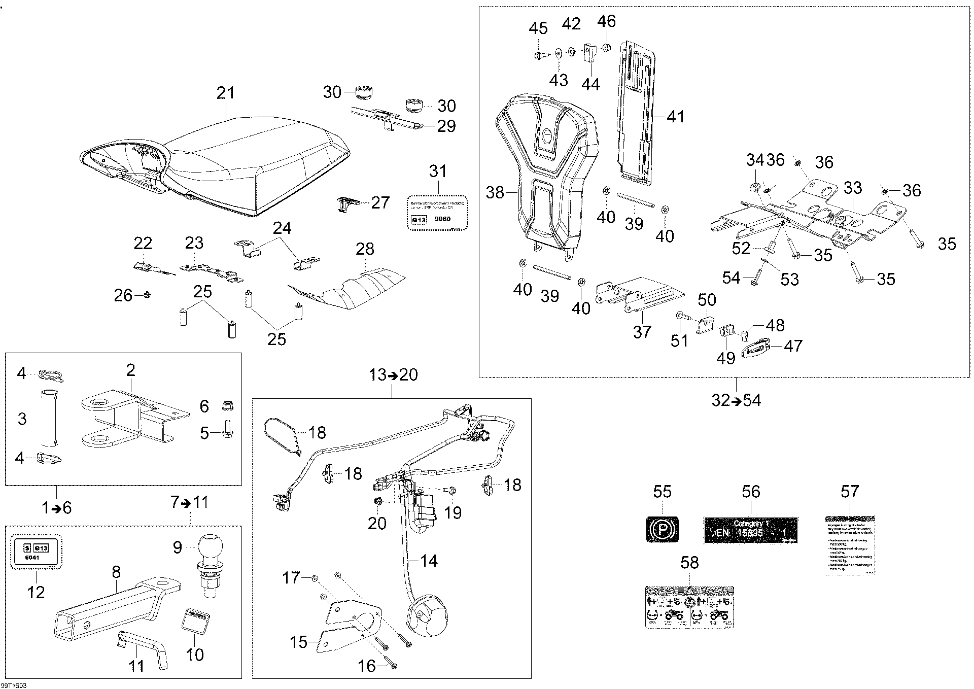 An Image of a Genuine Can-Am Parts Schematic Diagram showing the schematic - T3 PARTS (MAX PRO MODELS)