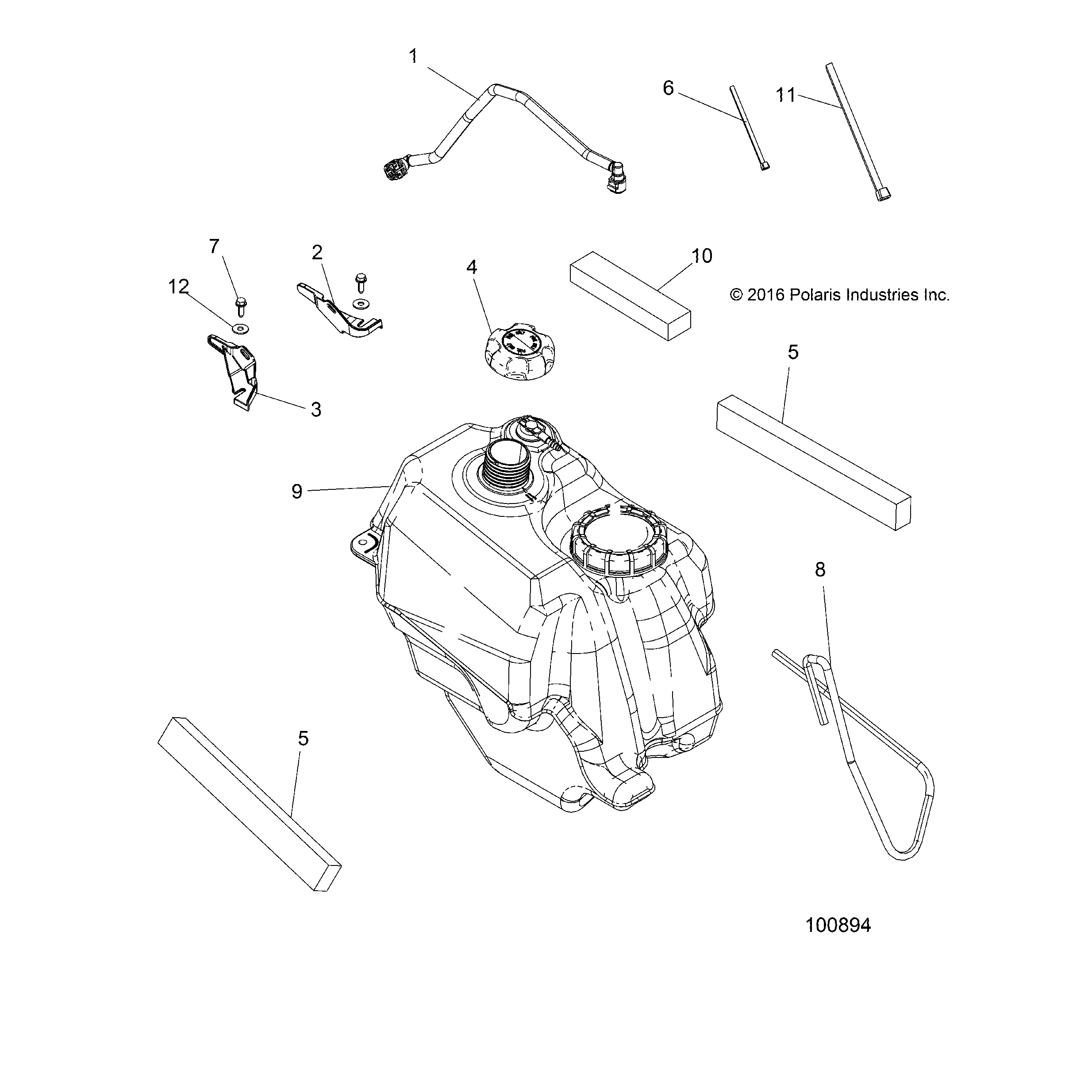 An Image of a Genuine Polaris Parts Schematic Diagram showing the schematic - BODY: FUEL TANK ASM. - 2017 POLARIS SPORTSMAN 570 SP