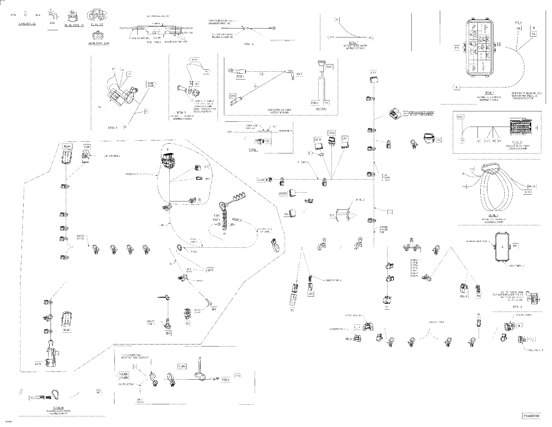 An Image of a Genuine Can-Am Parts Schematic Diagram showing the schematic - MAIN HARNESS - 710005789