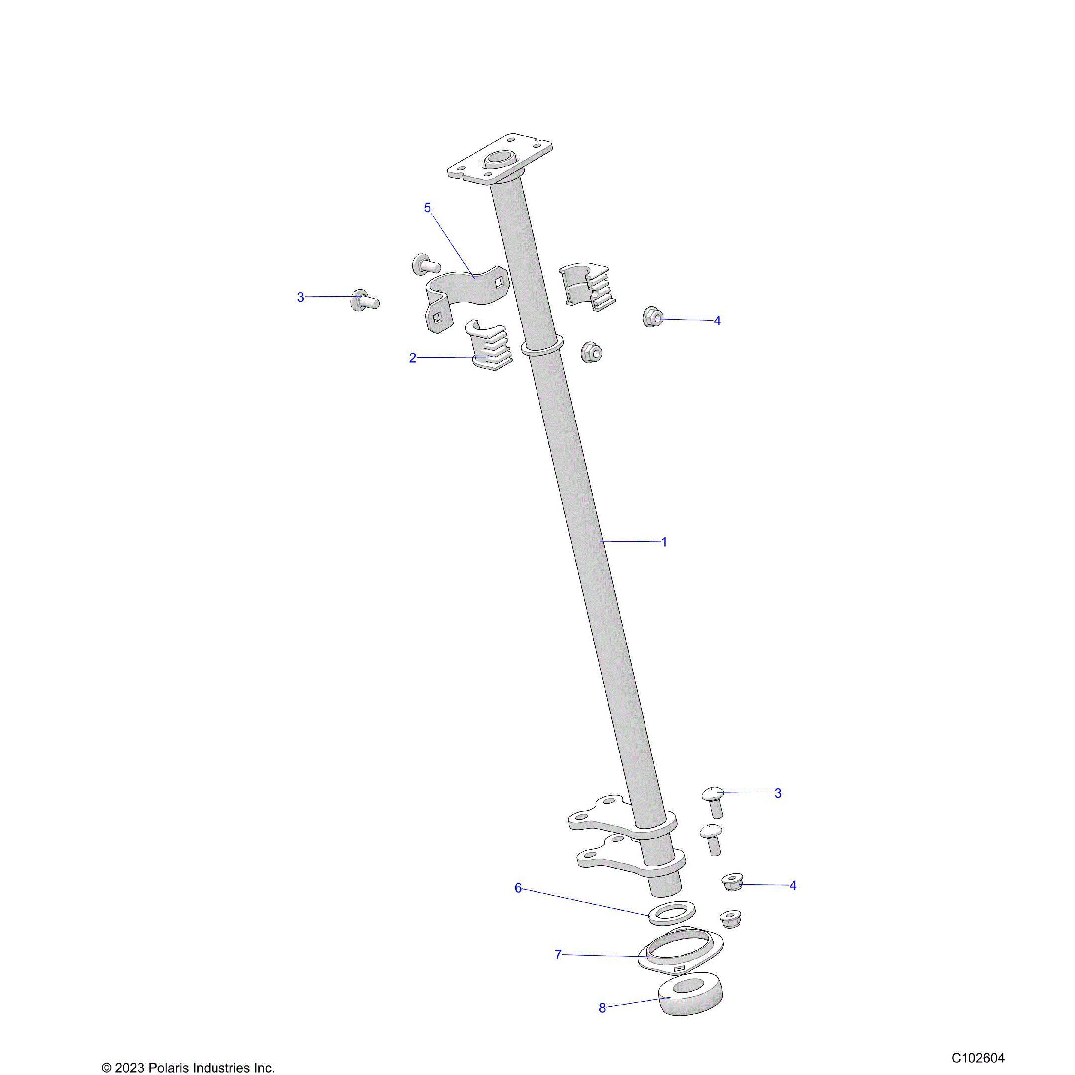 An Image of a Genuine Polaris Parts Schematic Diagram showing the schematic - STEERING: POST - 2026 POLARIS SPORTSMAN 570