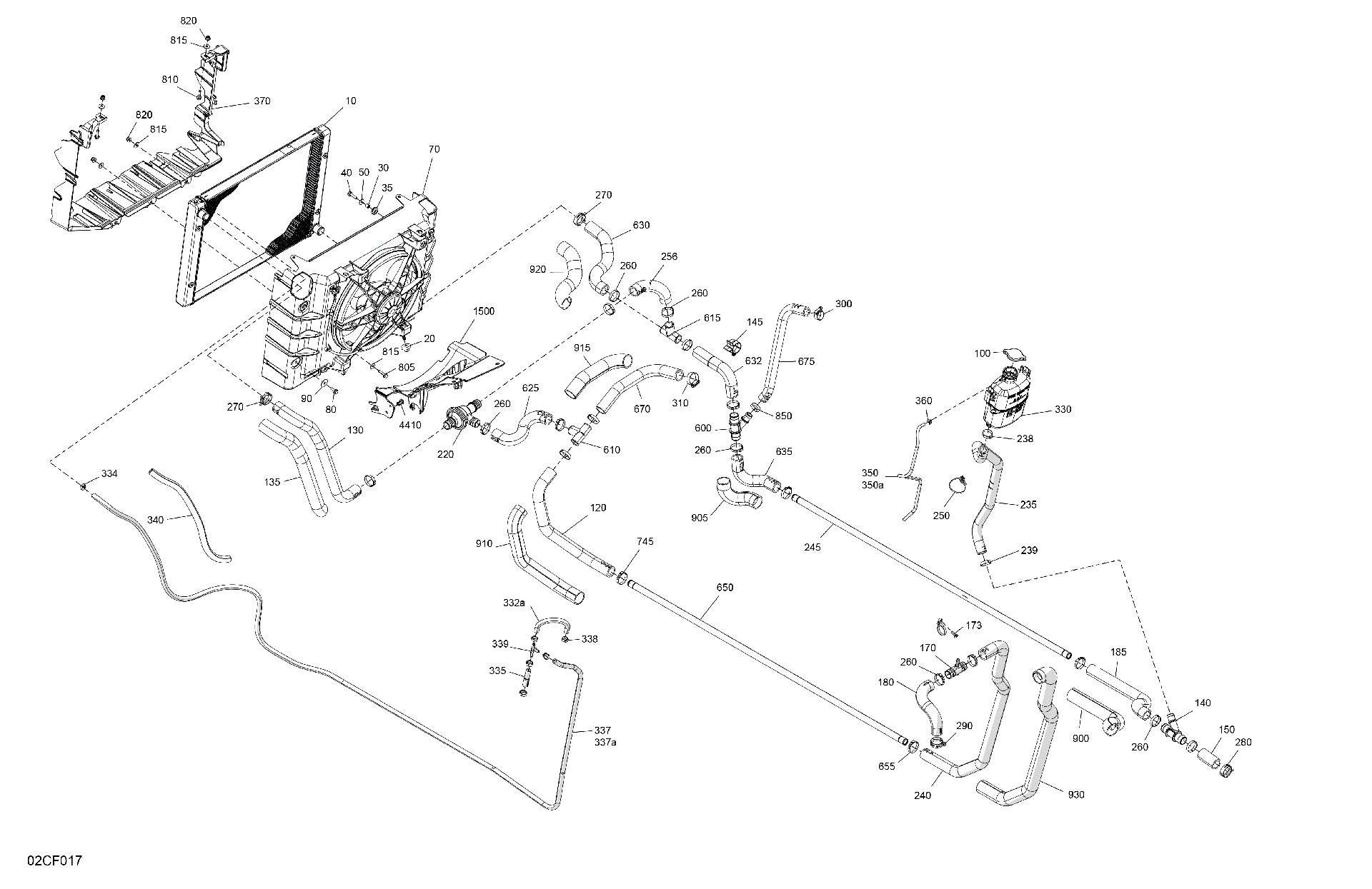 An Image of a Genuine Can-Am Parts Schematic Diagram showing the schematic - ENGINE - COOLING