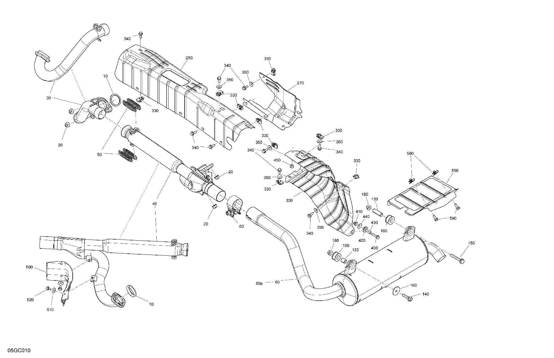 An Image of a Genuine Can-Am Parts Schematic Diagram showing the schematic - ENGINE - EXHAUST