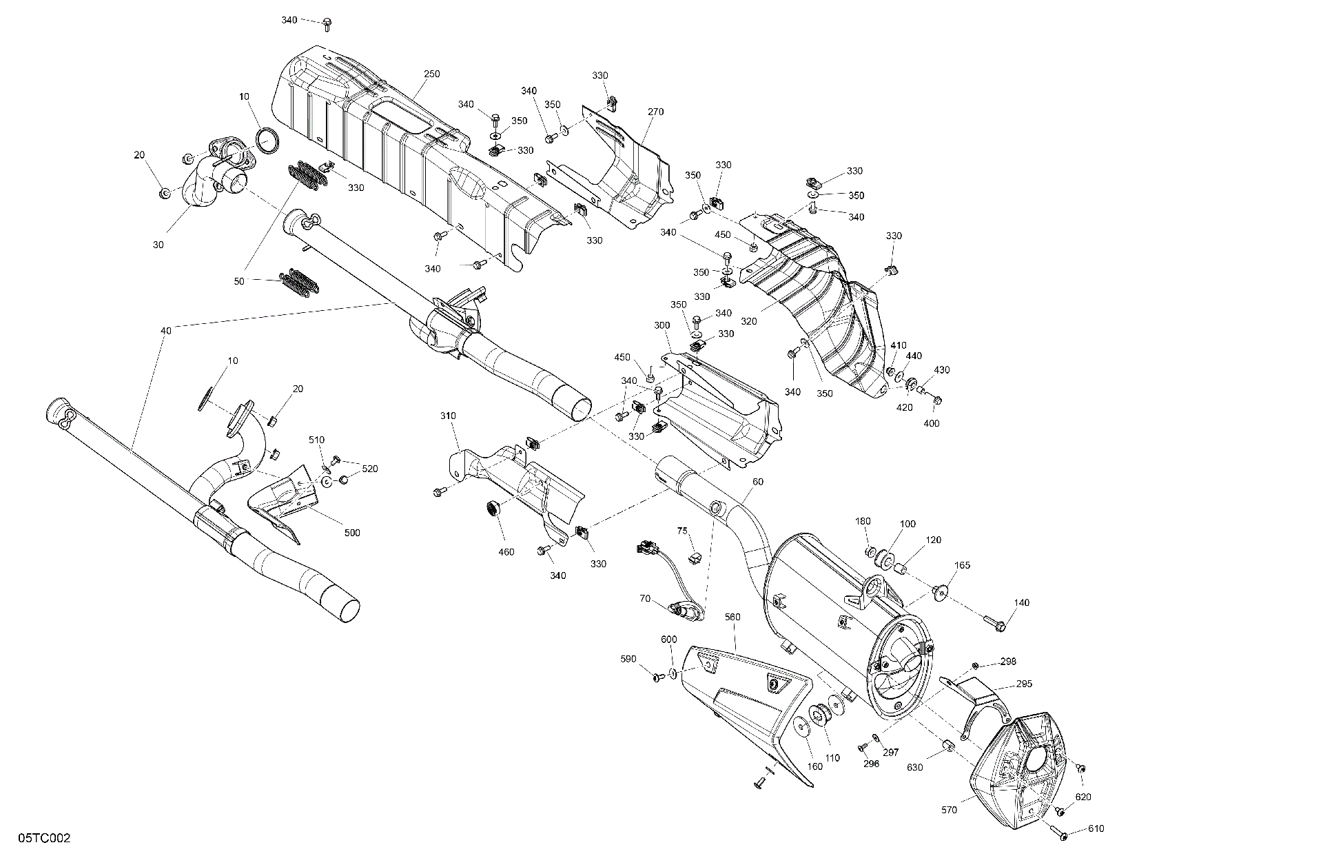An Image of a Genuine Can-Am Parts Schematic Diagram showing the schematic - ENGINE - EXHAUST