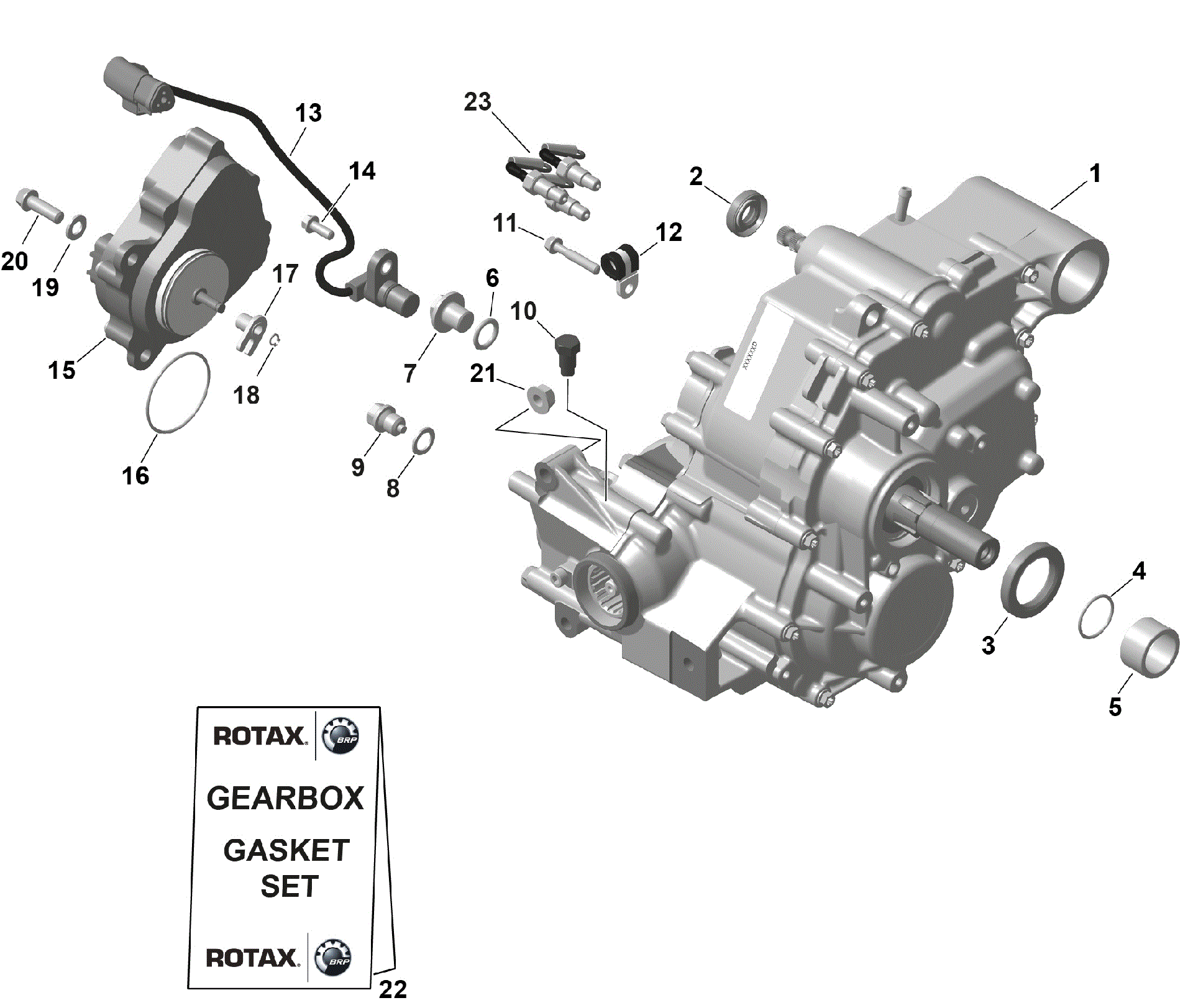 An Image of a Genuine Can-Am Parts Schematic Diagram showing the schematic - ROTAX - GEARBOX