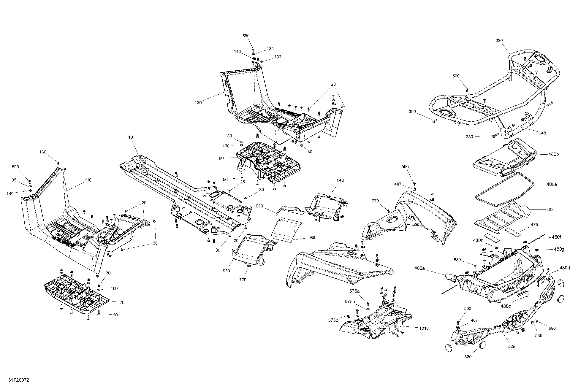 An Image of a Genuine Can-Am Parts Schematic Diagram showing the schematic - BODY - REAR SECTION - STD - DPS