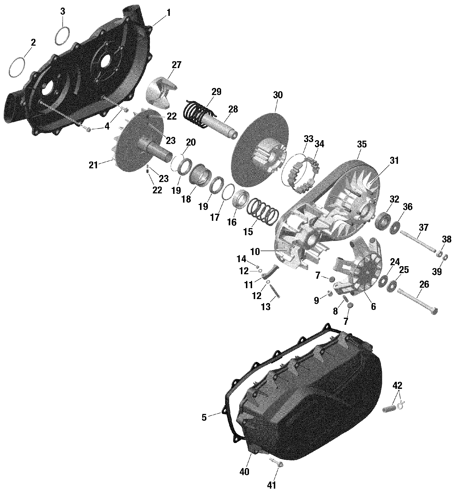 An Image of a Genuine Can-Am Parts Schematic Diagram showing the schematic - ROTAX - TRANSMISSION