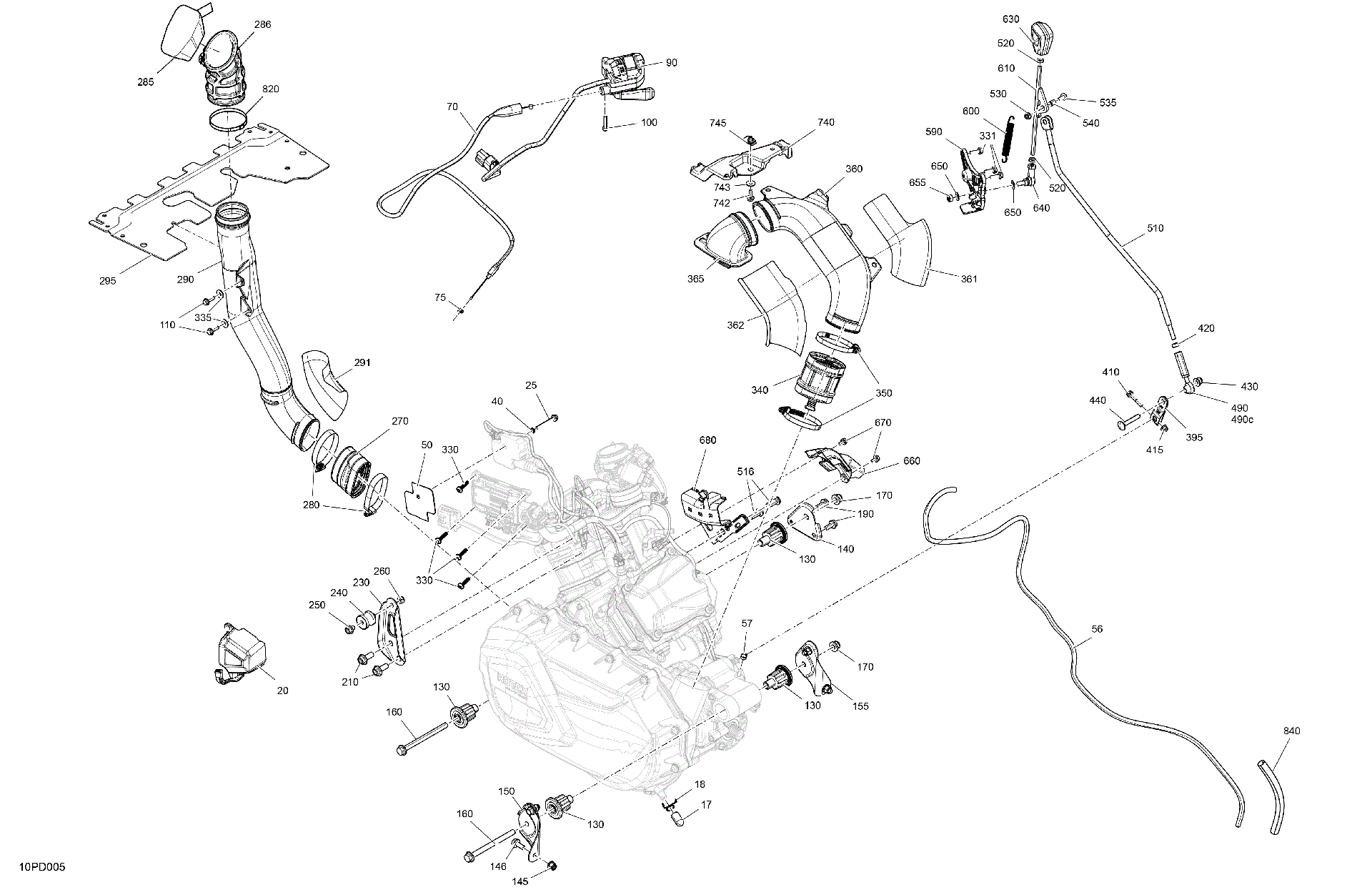 An Image of a Genuine Can-Am Parts Schematic Diagram showing the schematic - ENGINE - SYSTEM