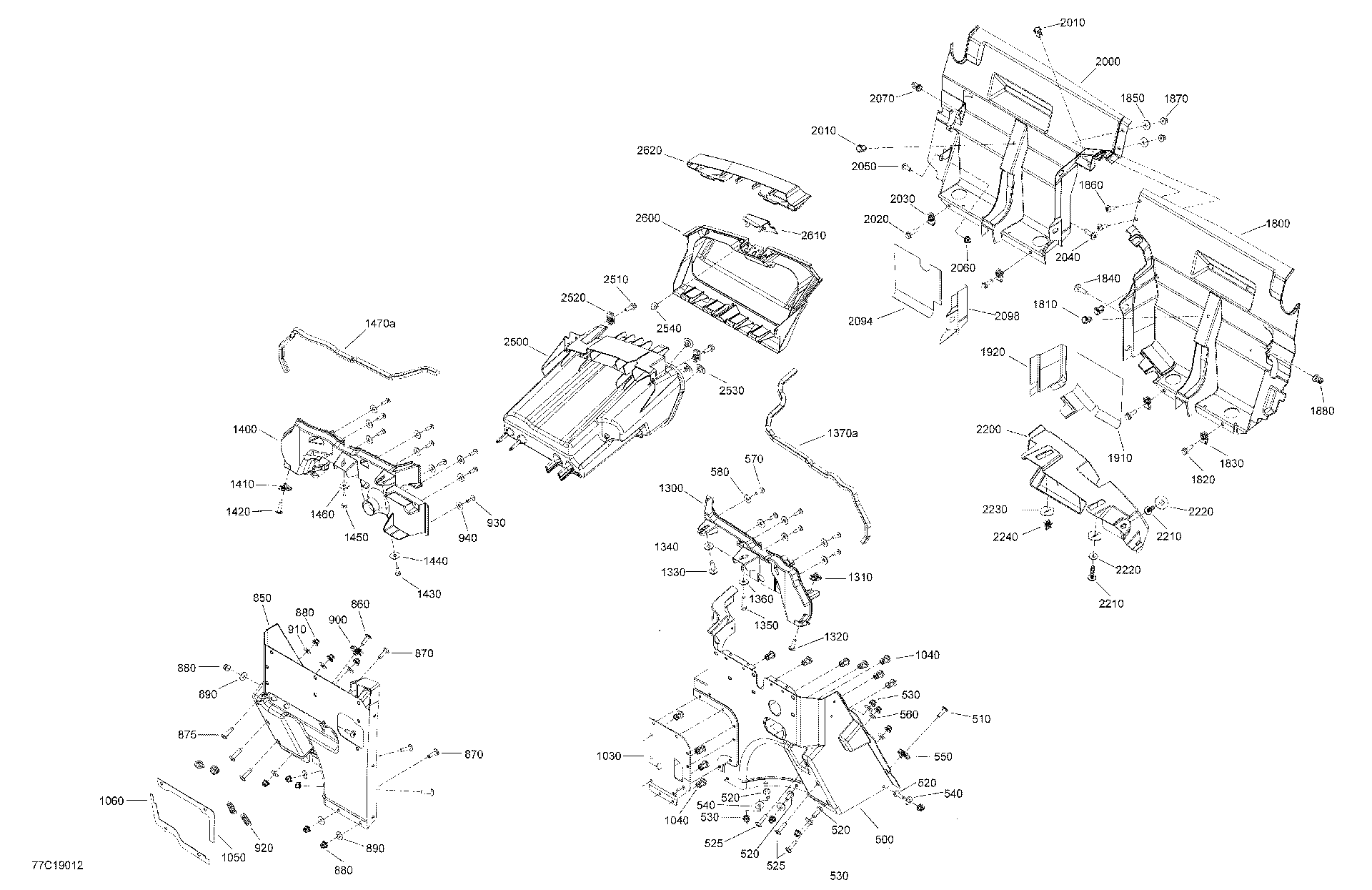 An Image of a Genuine Can-Am Parts Schematic Diagram showing the schematic - CAB INTERIOR COMMANDER - UPPER SECTION