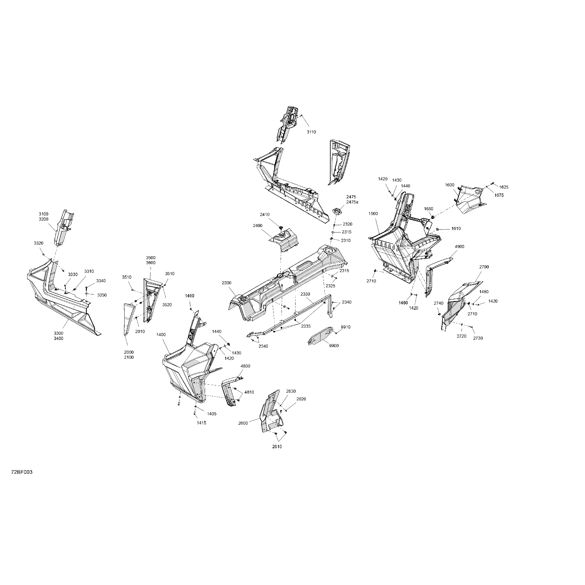 An Image of a Genuine Can-Am Parts Schematic Diagram showing the schematic - BODY - REAR SECTION