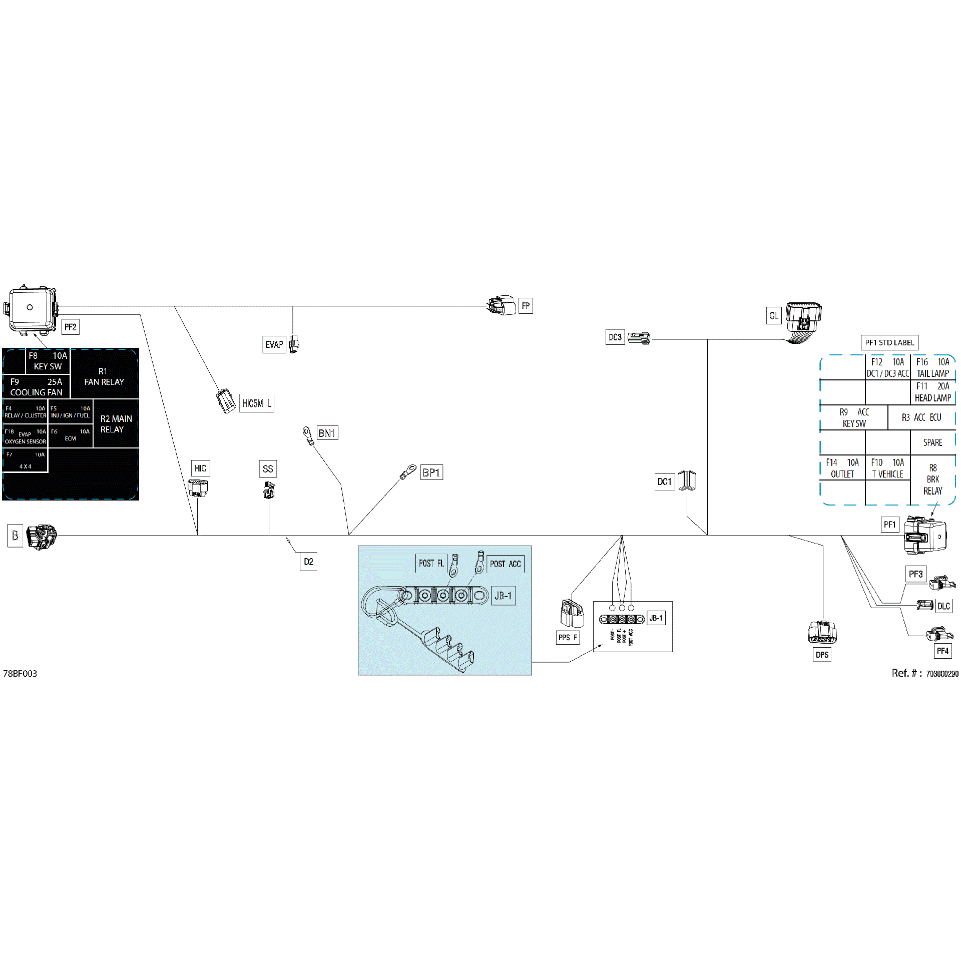 An Image of a Genuine Can-Am Parts Schematic Diagram showing the schematic - ELECTRIC - MAIN HARNESS - 710007678