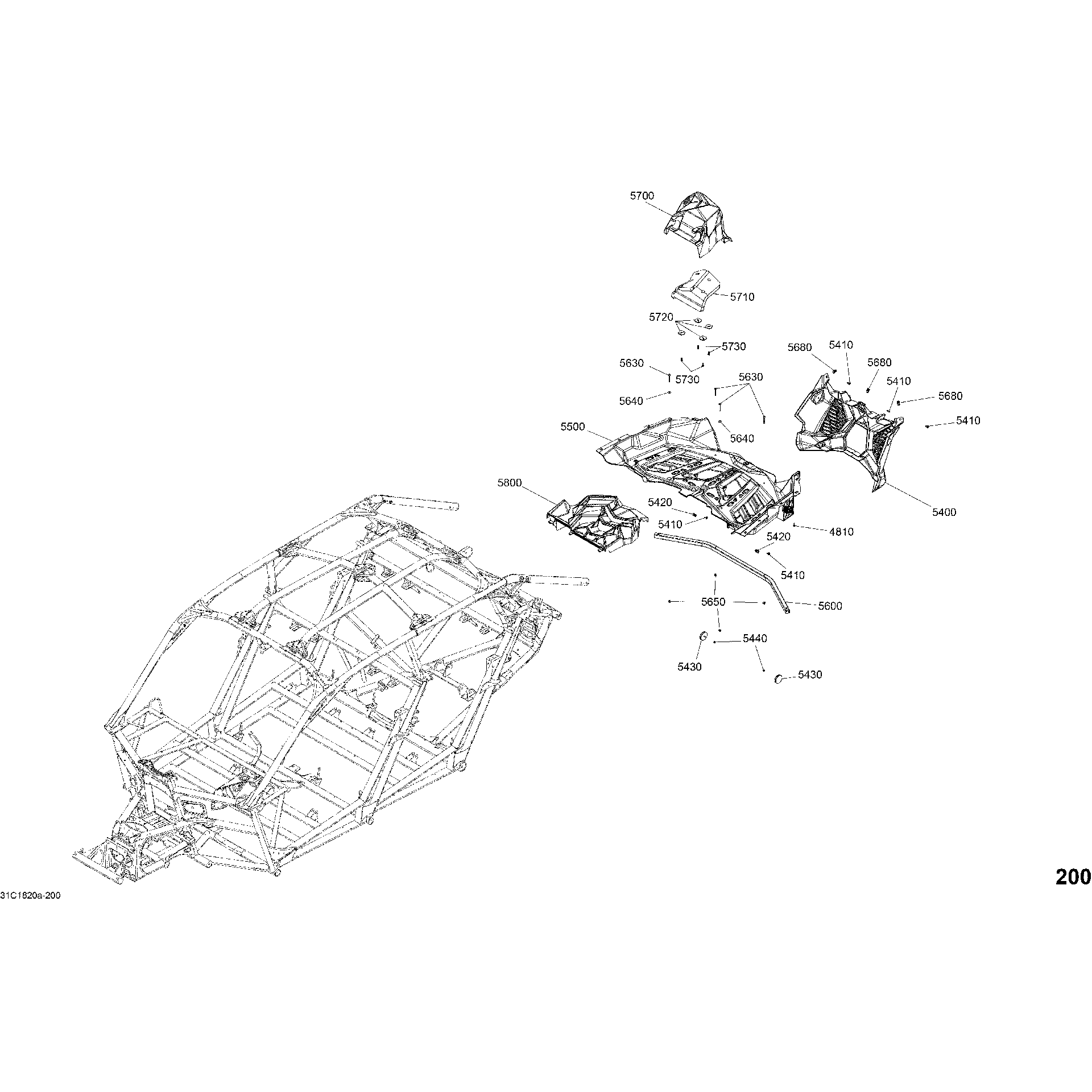 An Image of a Genuine Can-Am Parts Schematic Diagram showing the schematic - BODY PARTS - BRIGHT WHITE - PACKAGE STD - REAR SECTION