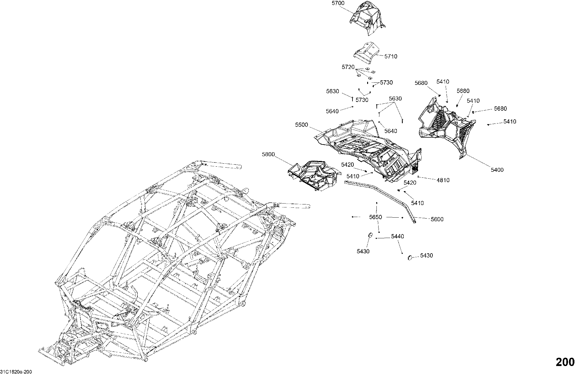 An Image of a Genuine Can-Am Parts Schematic Diagram showing the schematic - BODY PARTS - HYPER SILVER - PACKAGE STD - REAR SECTION