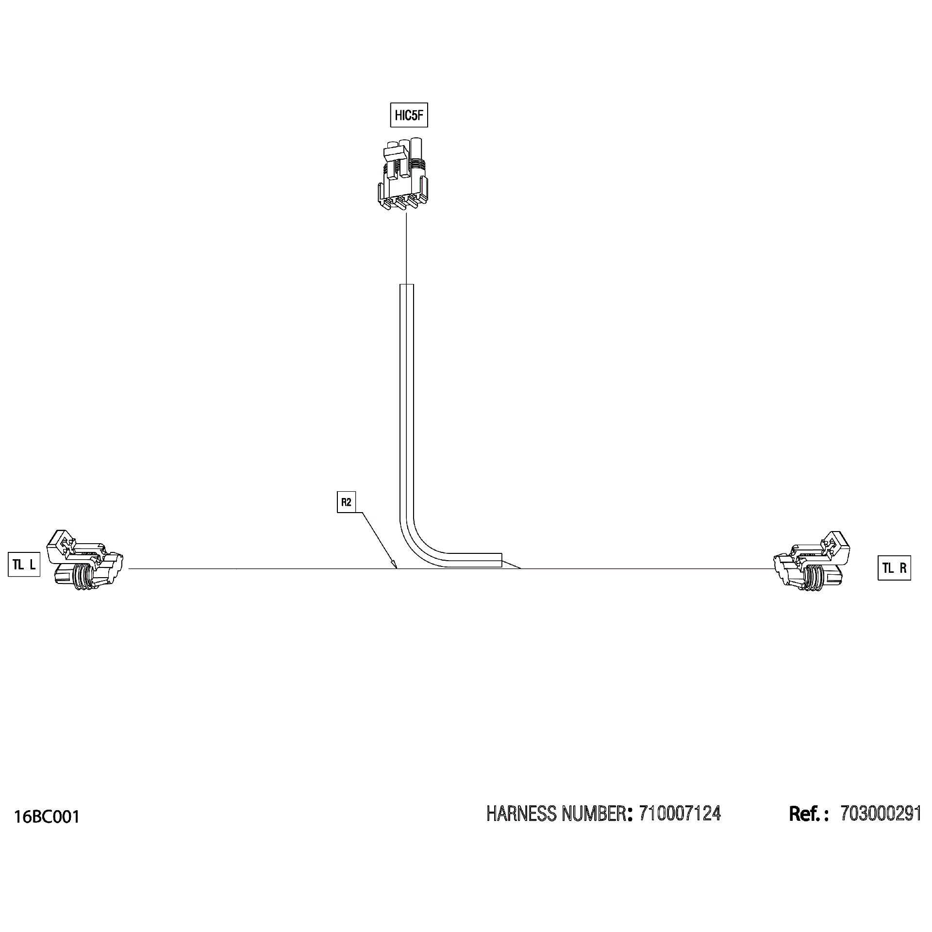An Image of a Genuine Can-Am Parts Schematic Diagram showing the schematic - ELECTRIC - TAILLIGHT WIRING HARNESS - 710007124
