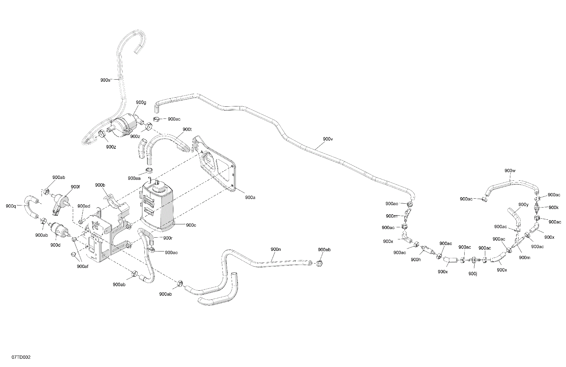 An Image of a Genuine Can-Am Parts Schematic Diagram showing the schematic - ENGINE - CANISTER CHARCOAL ASSEMBLY
