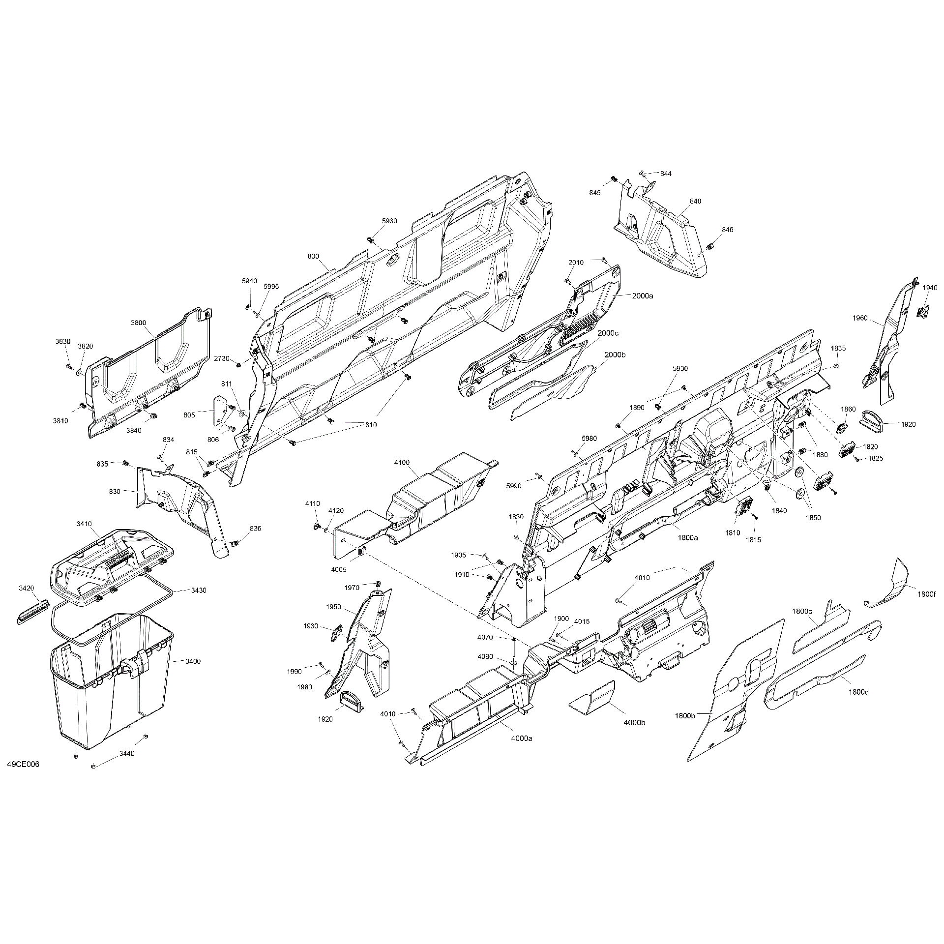 An Image of a Genuine Can-Am Parts Schematic Diagram showing the schematic - CAB INTERIOR - BACK WALL