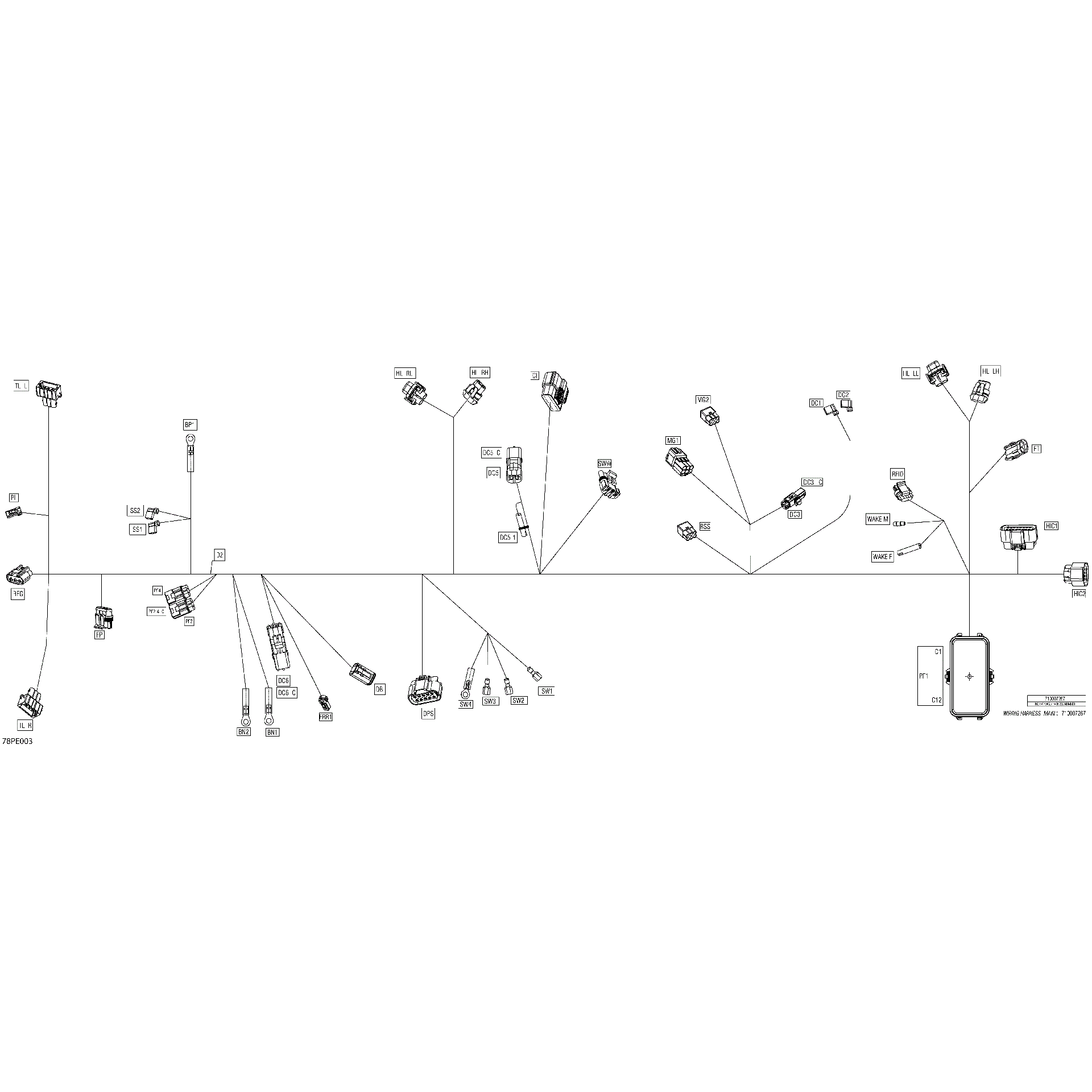 An Image of a Genuine Can-Am Parts Schematic Diagram showing the schematic - ELECTRIC - MAIN HARNESS - 710007267