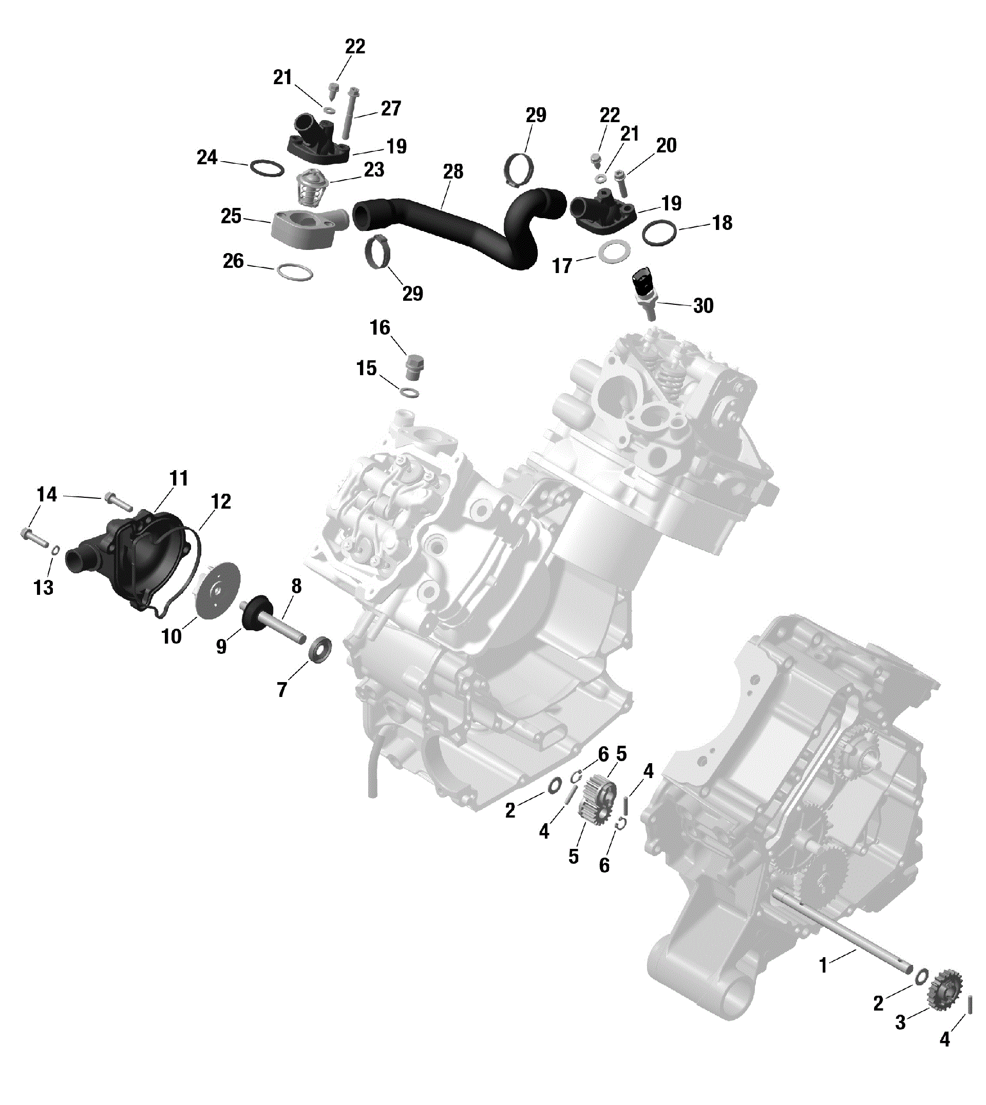An Image of a Genuine Can-Am Parts Schematic Diagram showing the schematic - ROTAX - ENGINE COOLING