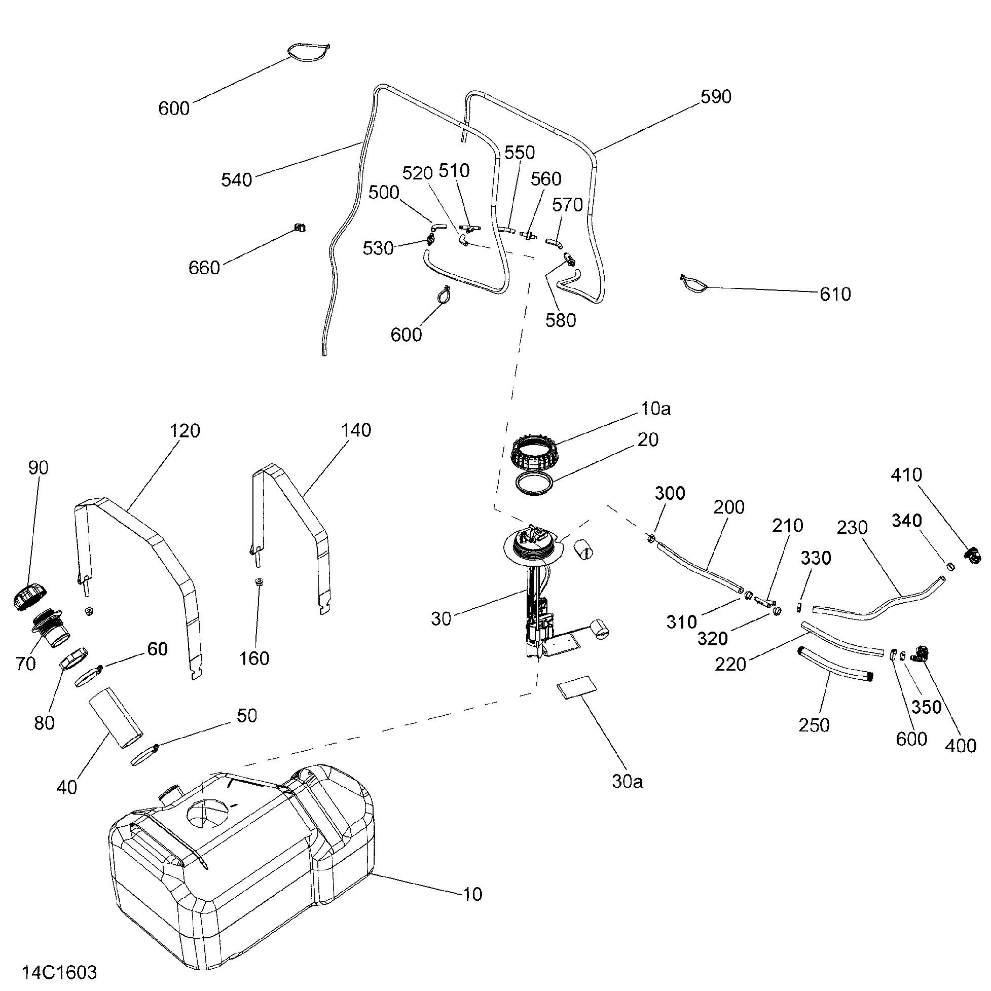 An Image of a Genuine Can-Am Parts Schematic Diagram showing the schematic - FUEL SYSTEM