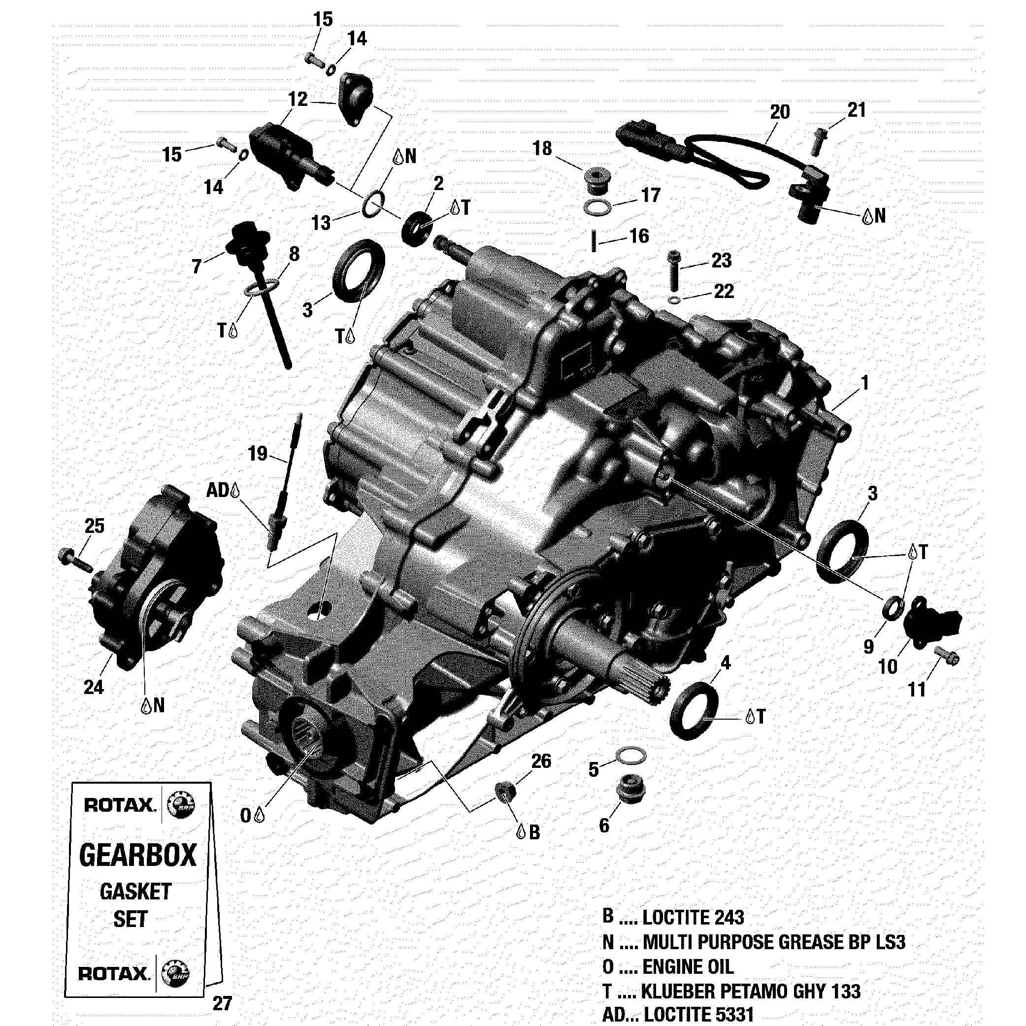 An Image of a Genuine Can-Am Parts Schematic Diagram showing the schematic - GEAR BOX ASSEMBLY