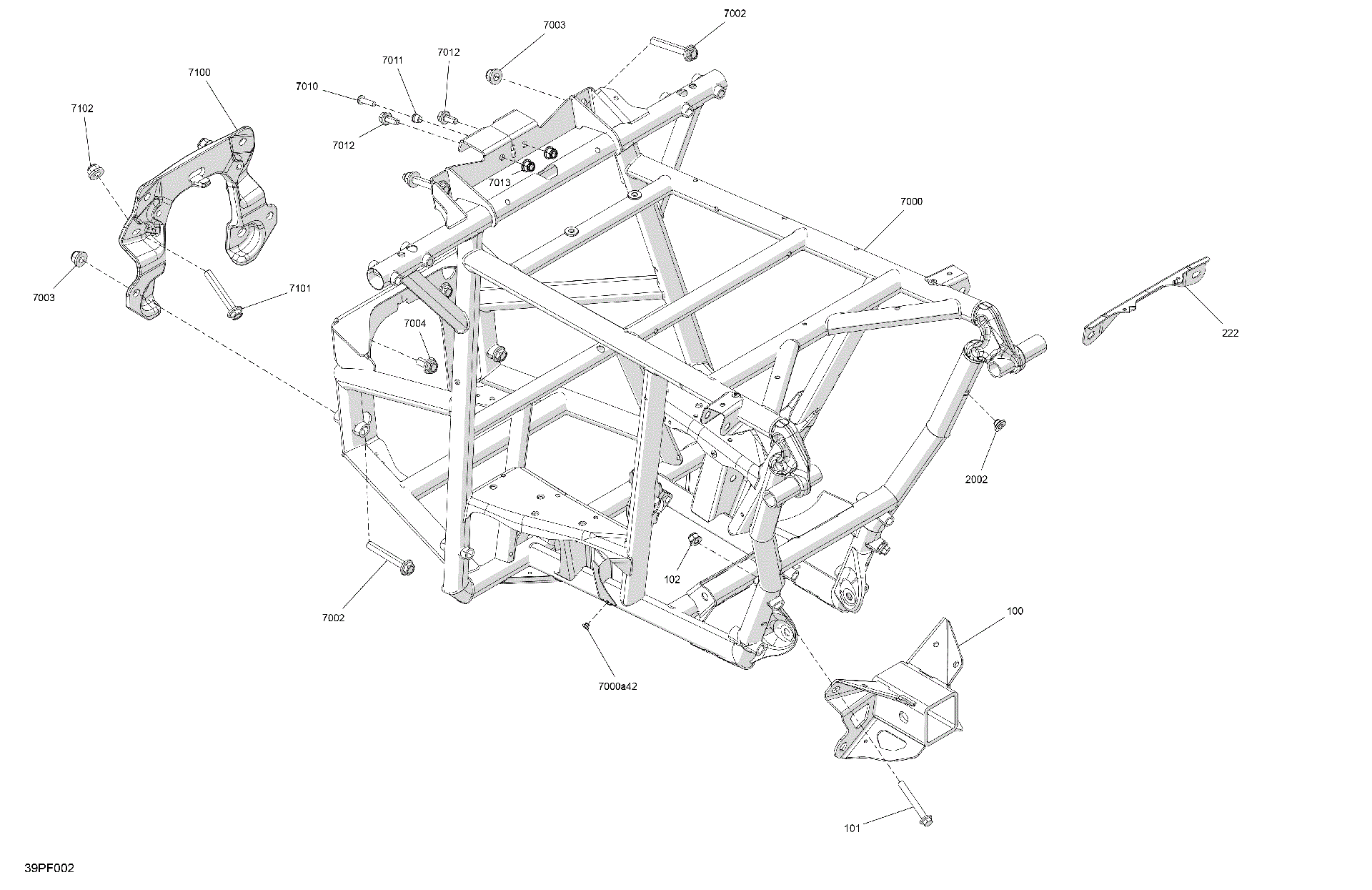 An Image of a Genuine Can-Am Parts Schematic Diagram showing the schematic - FRAME - REAR SECTION