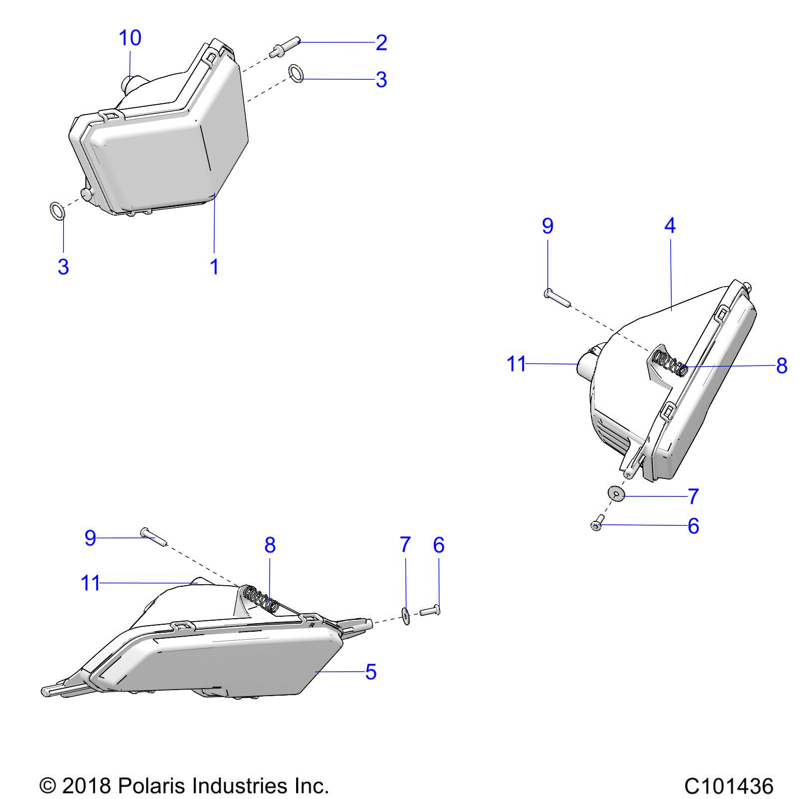 An Image of a Genuine Polaris Parts Schematic Diagram showing the schematic - ELECTRICAL: HEADLIGHTS - 2021 POLARIS SPORTSMAN XP 1000 EPS 48"