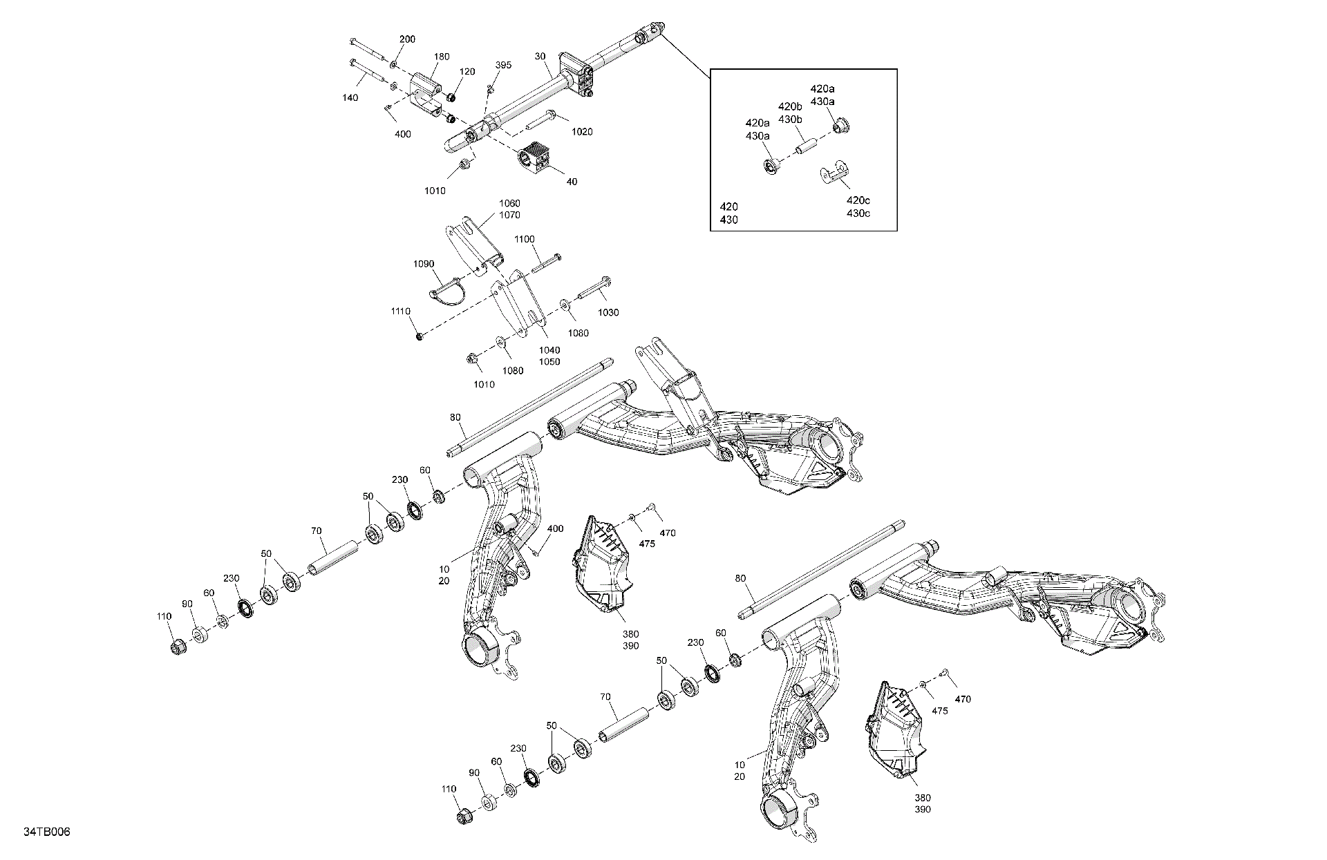 An Image of a Genuine Can-Am Parts Schematic Diagram showing the schematic - SUSPENSION - REAR COMPONENTS