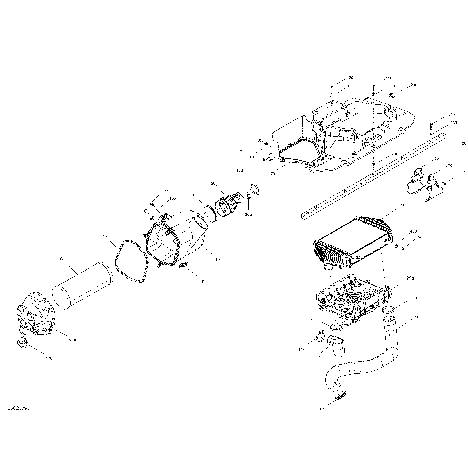 An Image of a Genuine Can-Am Parts Schematic Diagram showing the schematic - AIR INTAKE