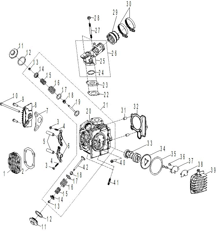 An Image of a Genuine Can-Am Parts Schematic Diagram showing the schematic - ENGINE - CYLINDER HEAD