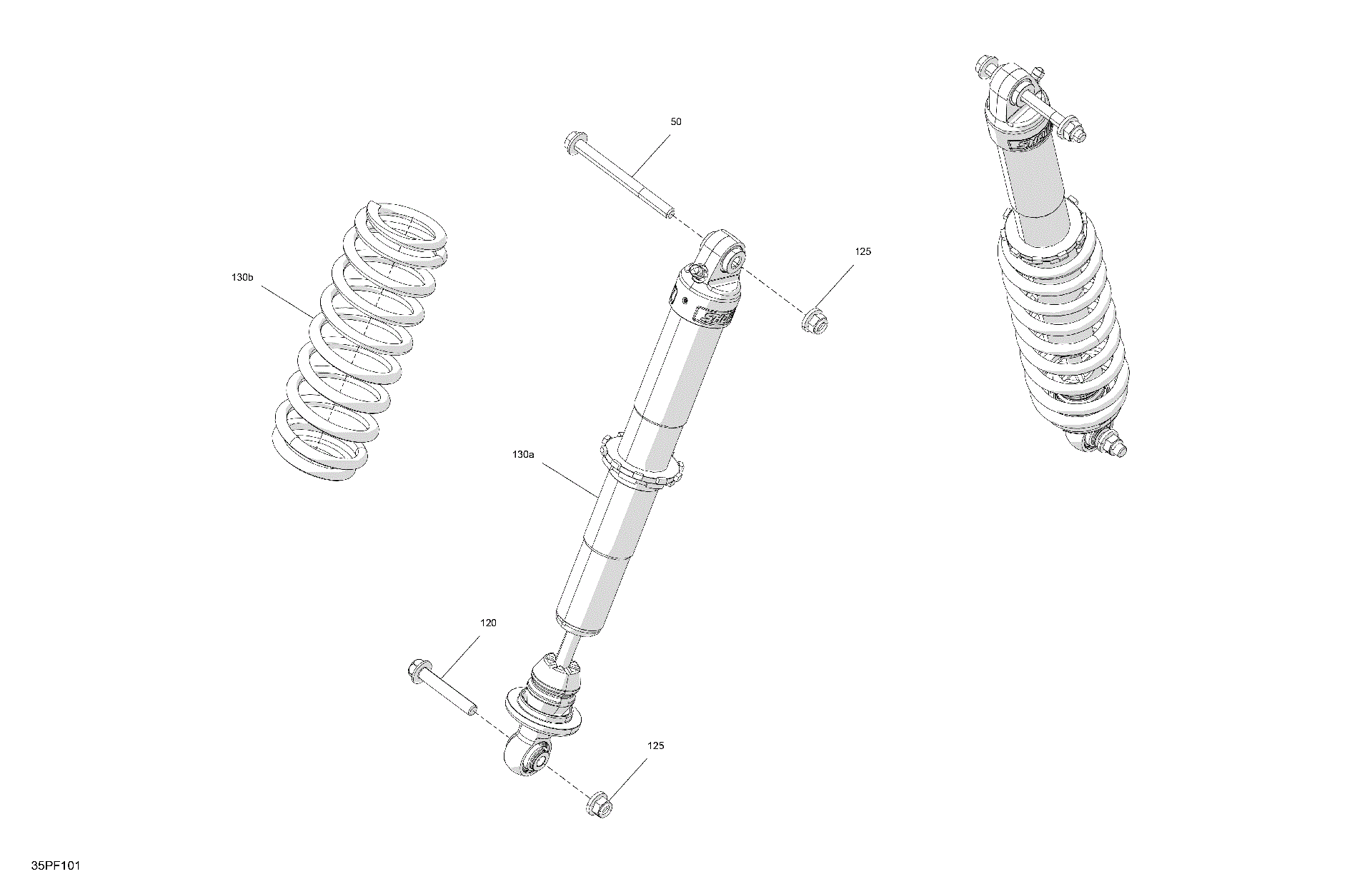 An Image of a Genuine Can-Am Parts Schematic Diagram showing the schematic - SUSPENSION - FRONT SHOCKS
