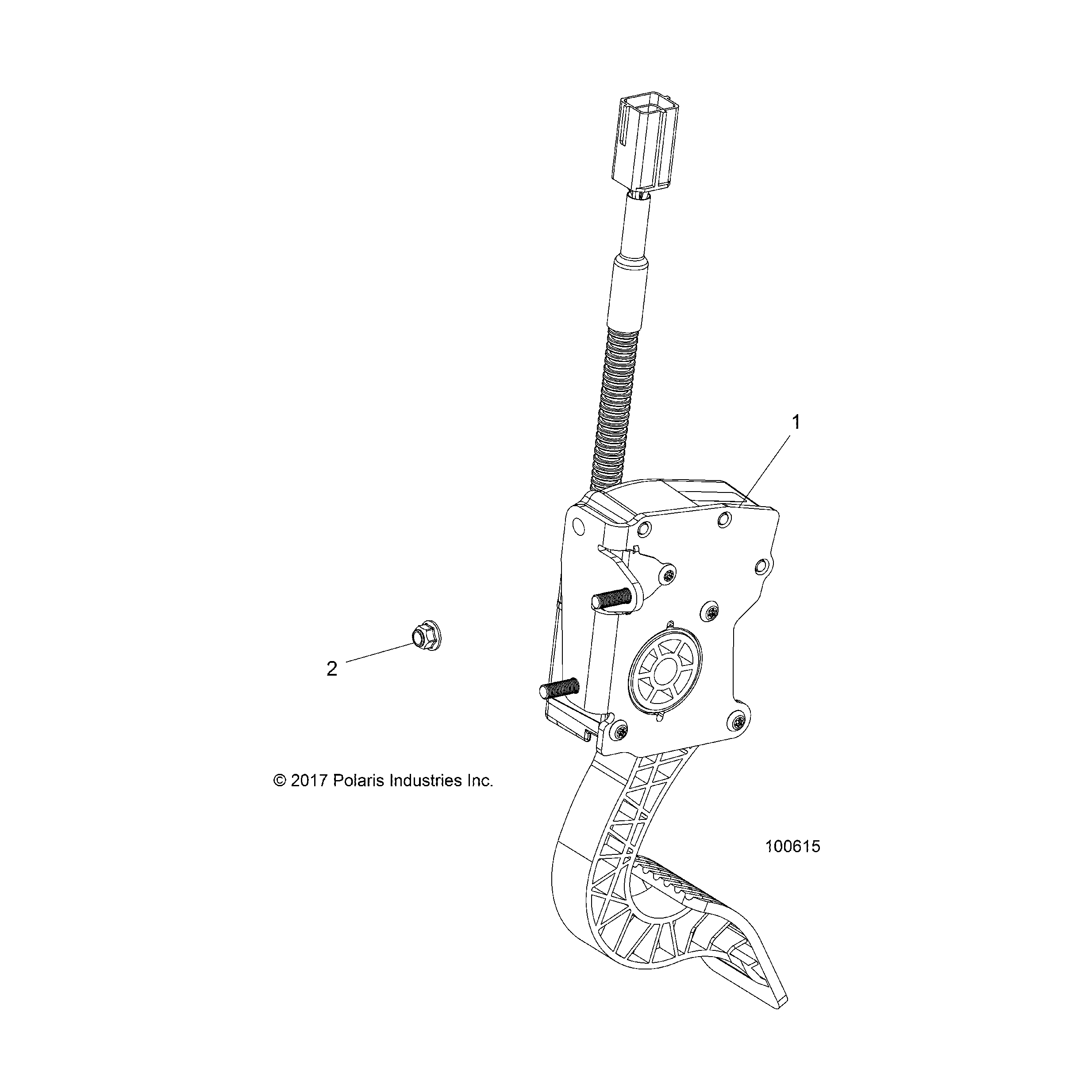 An Image of a Genuine Polaris Parts Schematic Diagram showing the schematic - ENGINE: THROTTLE PEDAL - 2018 POLARIS ACE 500 SOHC