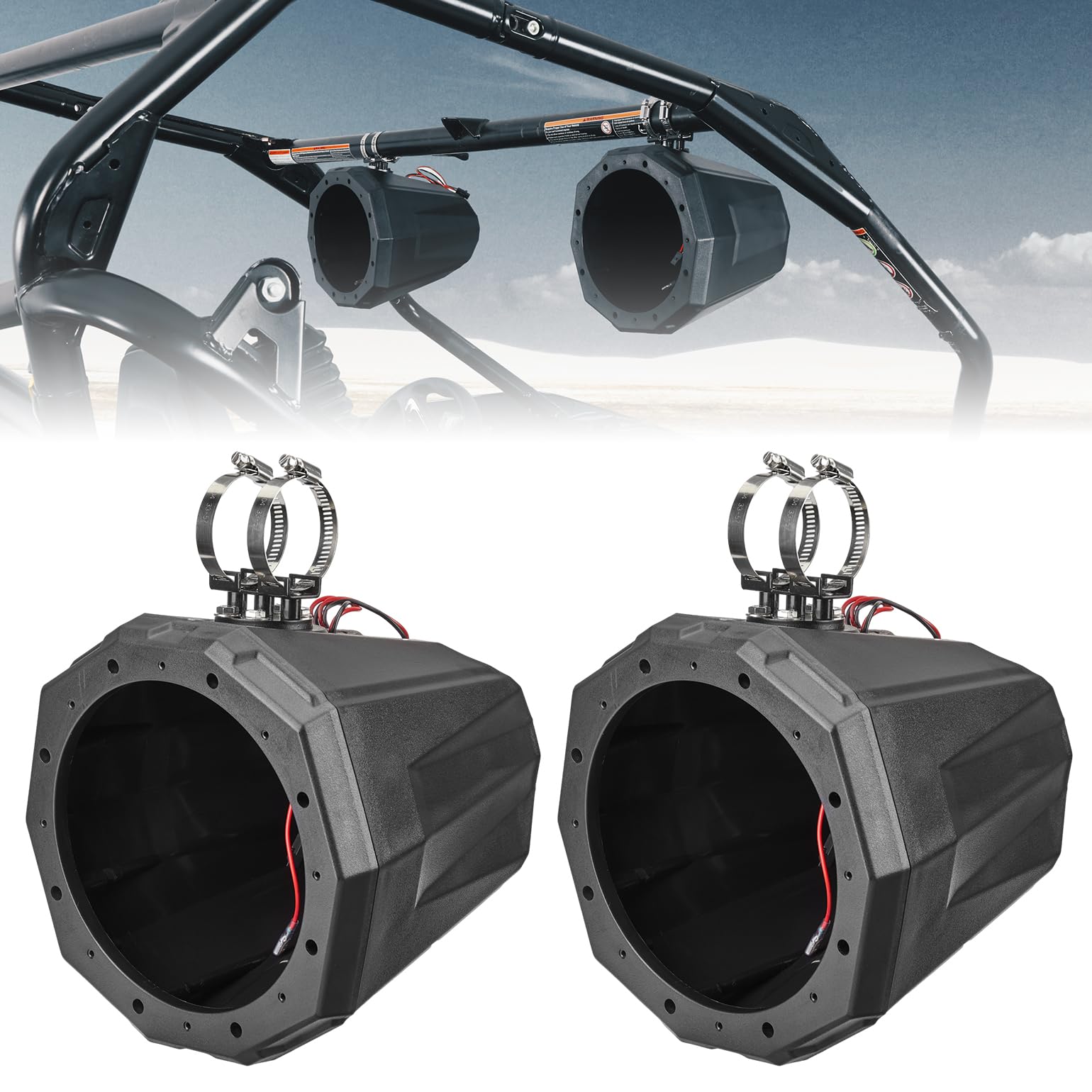 8-Inch Speaker Pod Enclosure for All 1.5" to 2" Roll Bar by Kemimoto B0117-02601BK Pod / Cage Speaker B0117-02601BK Kemimoto