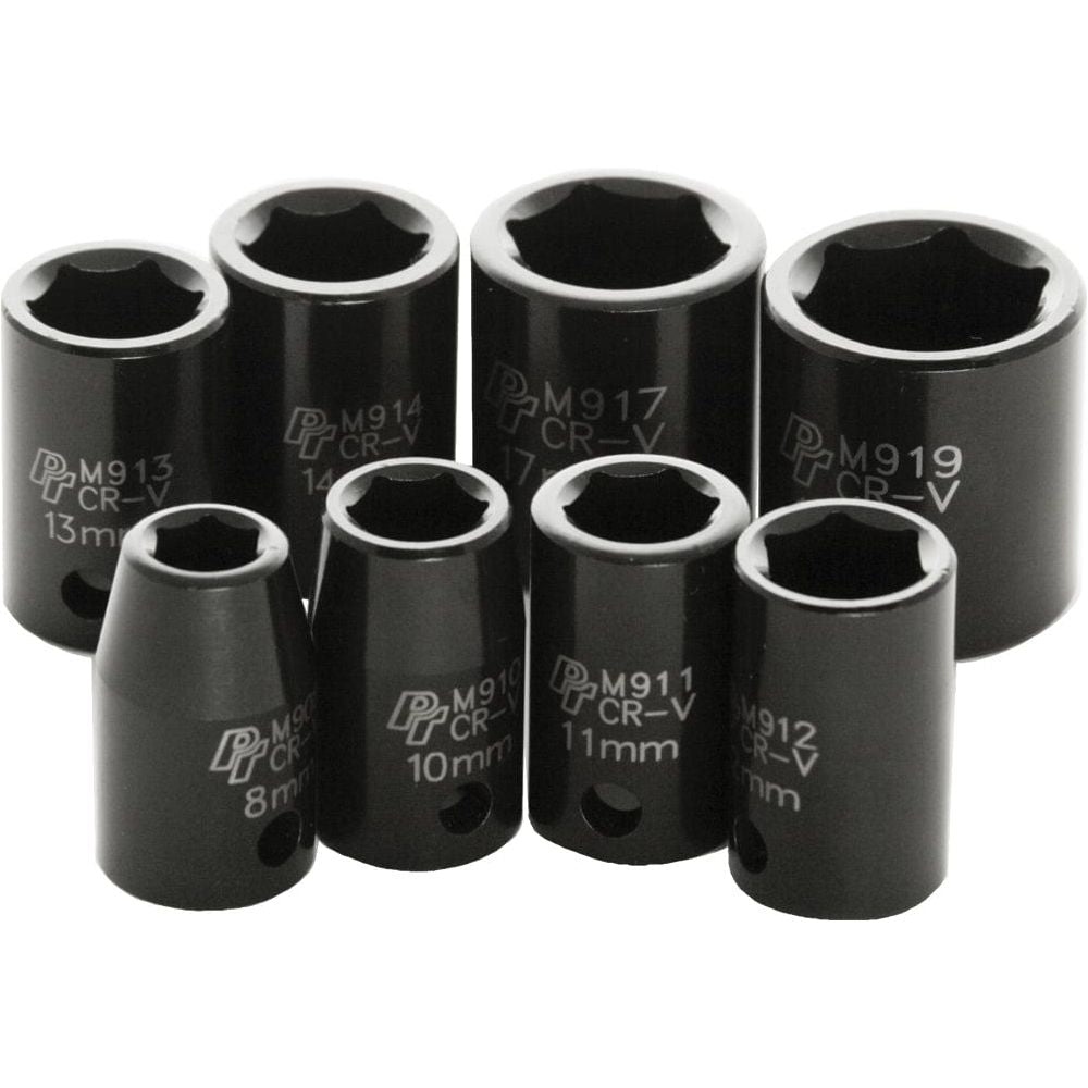8 Pc 3/8" Met Imp Skt Set Shallow by Performance Tool M589DB Hand Tool