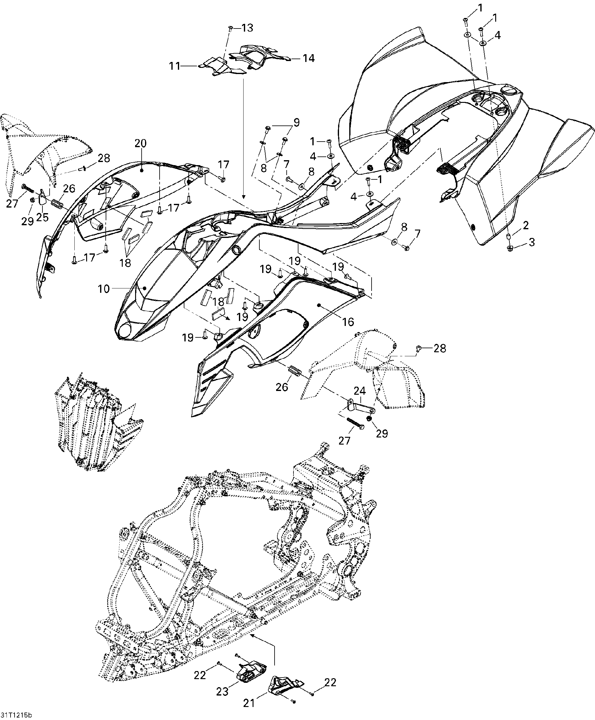 An Image of a Genuine Can-Am Parts Schematic Diagram showing the schematic - BODY AND ACCESSORIES 2