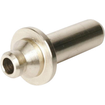 Silver metal exhaust intake valve guide with a smooth cylindrical shaft and a flanged base.