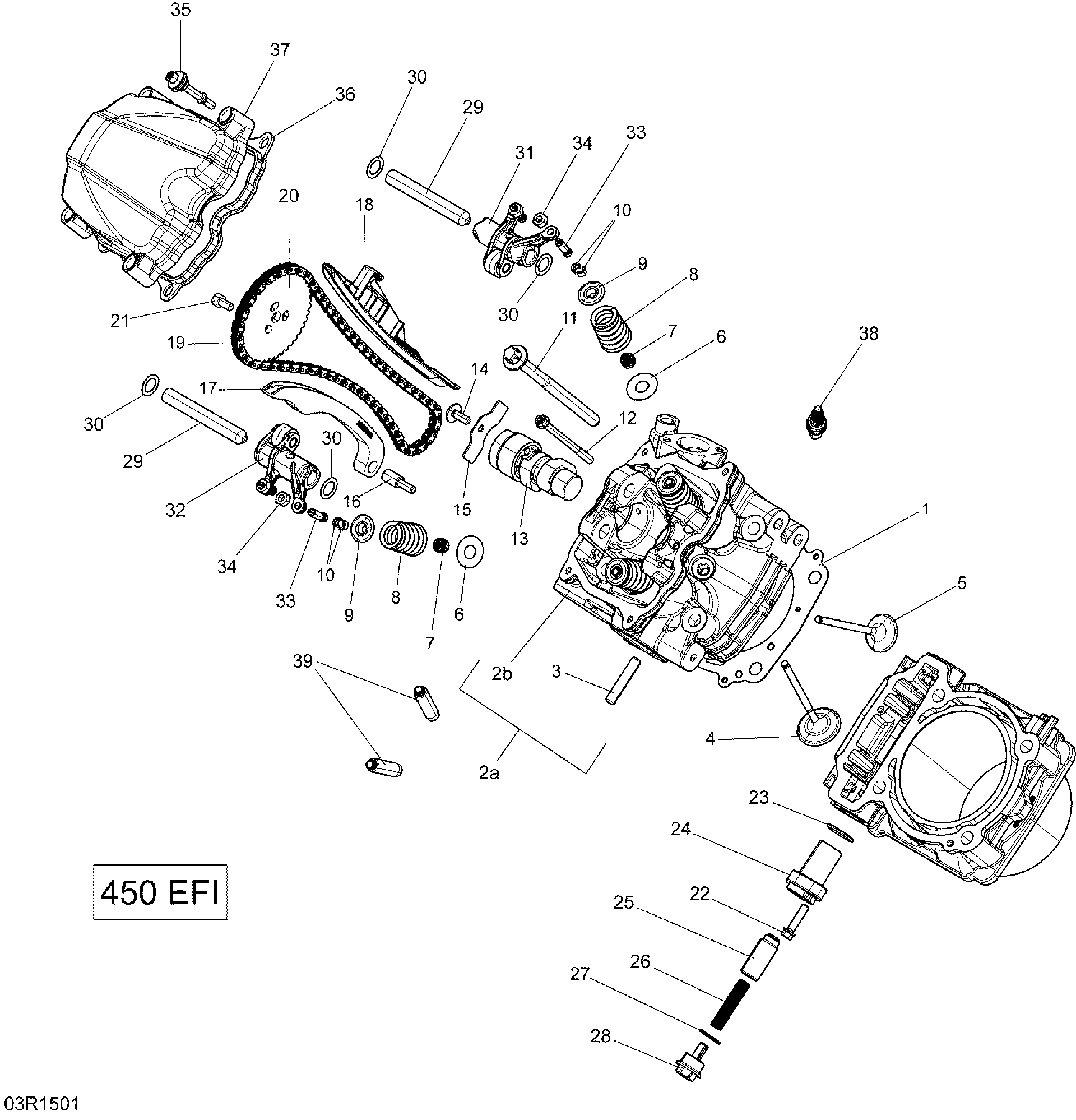 An Image of a Genuine Can-Am Parts Schematic Diagram showing the schematic - CYLINDER HEAD _03R1501