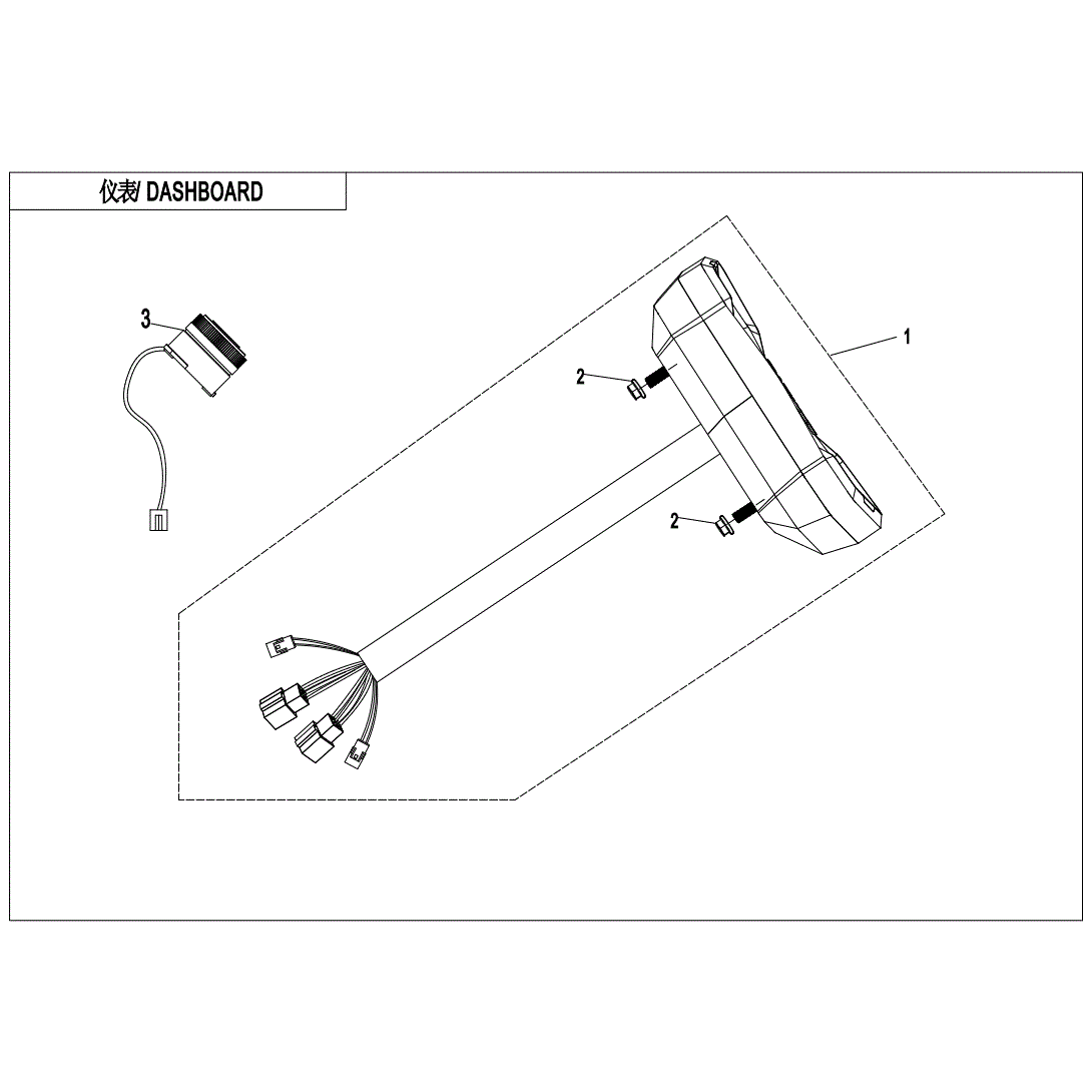An Image of a genuine CFMOTO Parts Schematic Diagram showing the group - DASHBOARD - 2020 CFMOTO CFORCE 800 XC