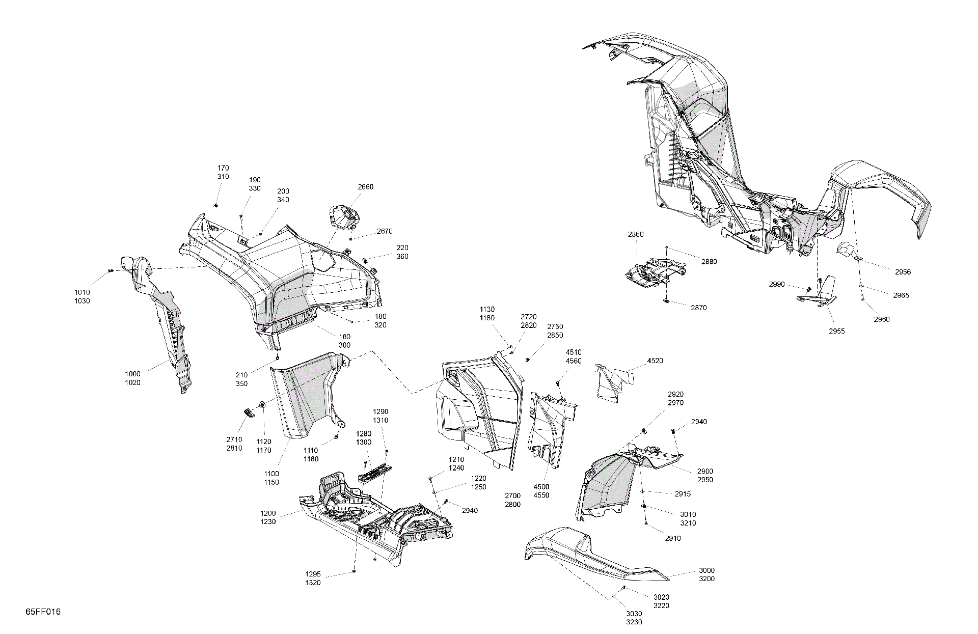 An Image of a Genuine Can-Am Parts Schematic Diagram showing the schematic - BODY - FENDER KIT