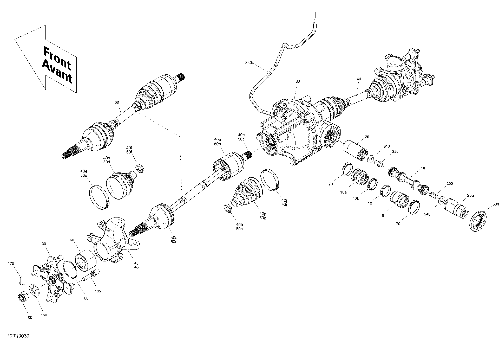 An Image of a Genuine Can-Am Parts Schematic Diagram showing the schematic - FRONT DRIVE - OUTLANDER & RENEGADE