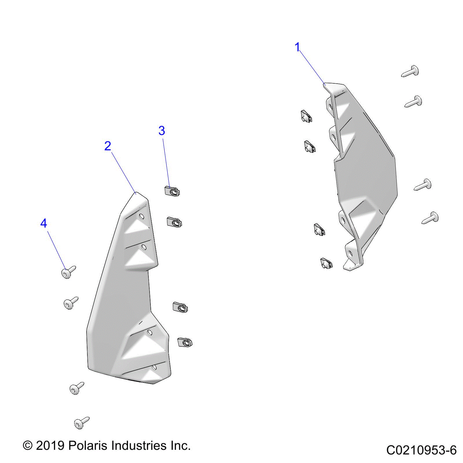 An Image of a Genuine Polaris Parts Schematic Diagram showing the schematic - BODY: REAR FENDER FLARES - 2026 POLARIS SCRAMBLER XP 1000 S 49S