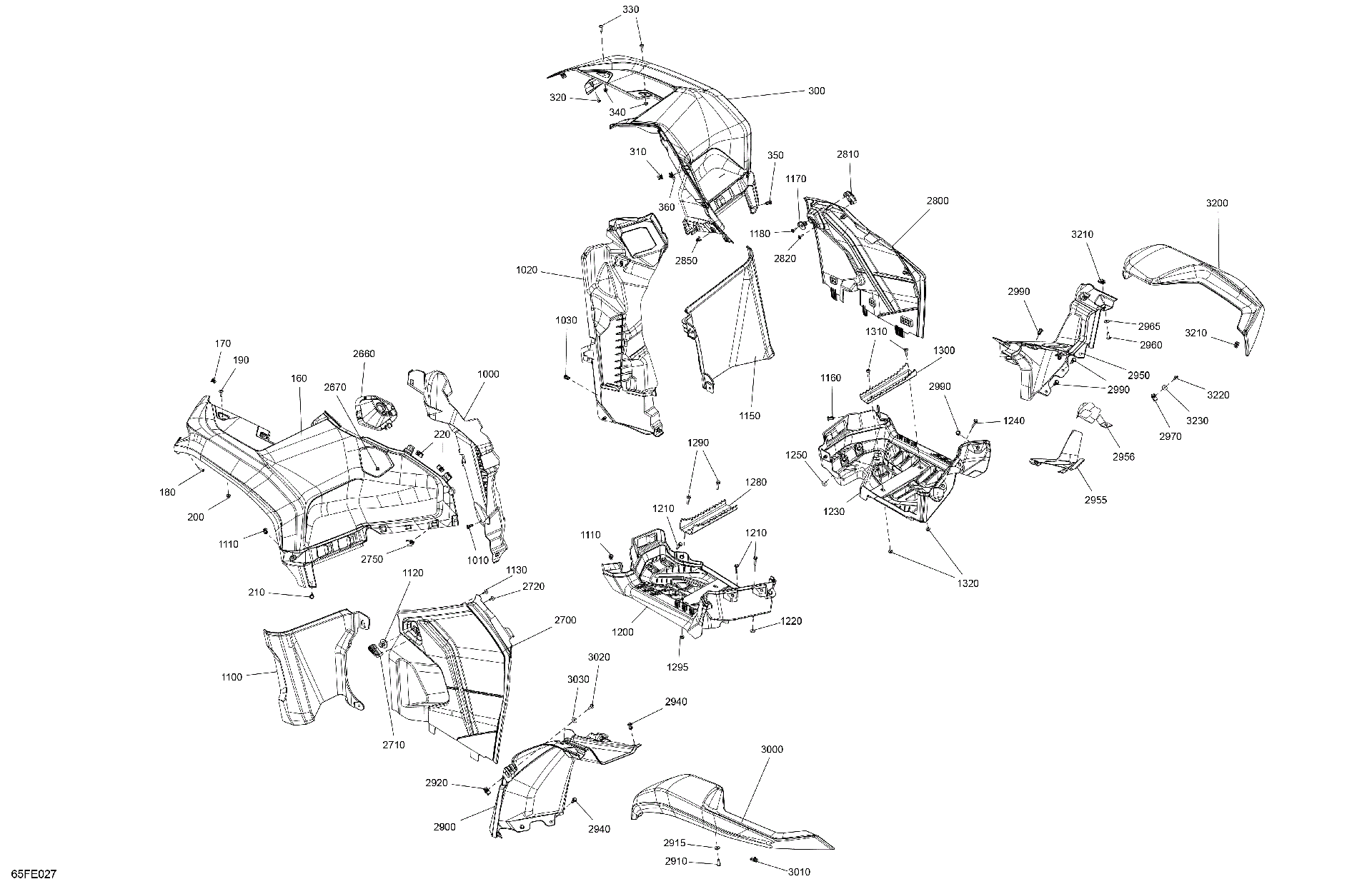 An Image of a Genuine Can-Am Parts Schematic Diagram showing the schematic - BODY - FENDER KIT