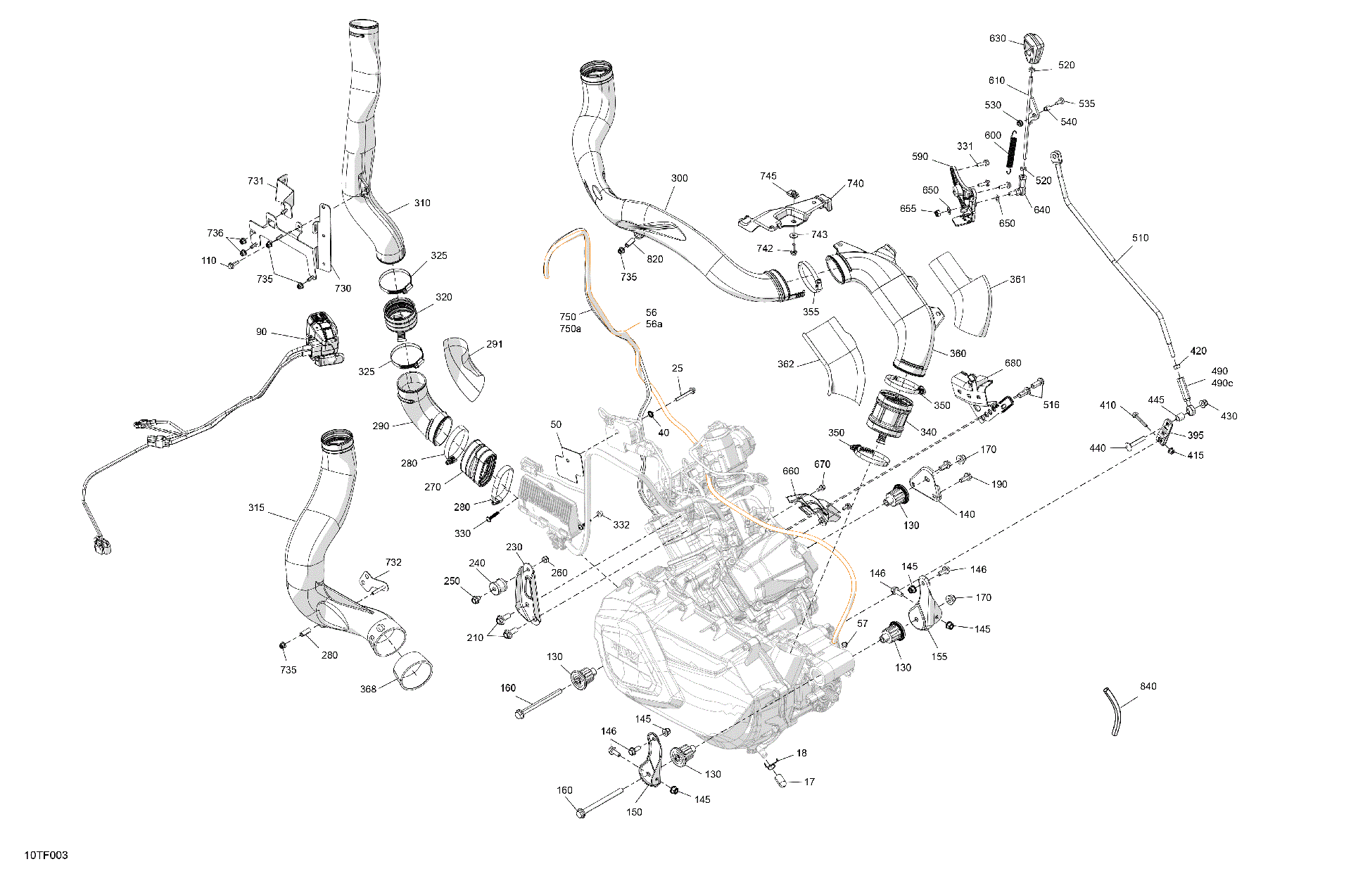 An Image of a Genuine Can-Am Parts Schematic Diagram showing the schematic - ENGINE - SYSTEM