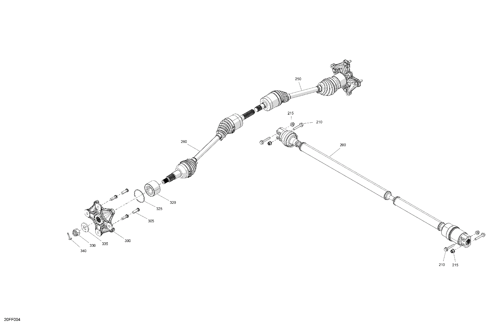 An Image of a Genuine Can-Am Parts Schematic Diagram showing the schematic - DRIVE - FRONT - COMMON PARTS